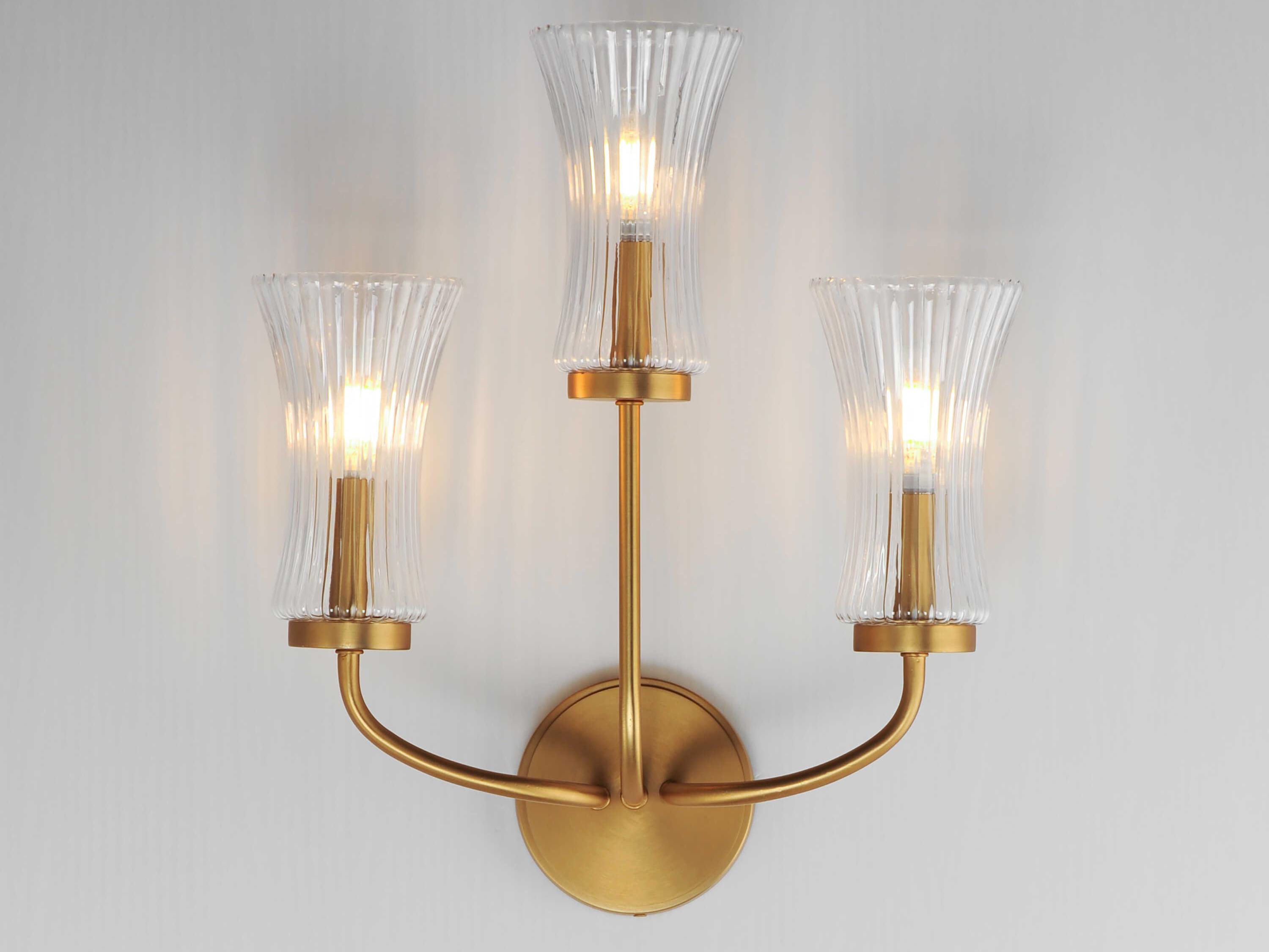 Maxim Lighting Camelot 3-Light Natural Aged Brass Wall Sconce