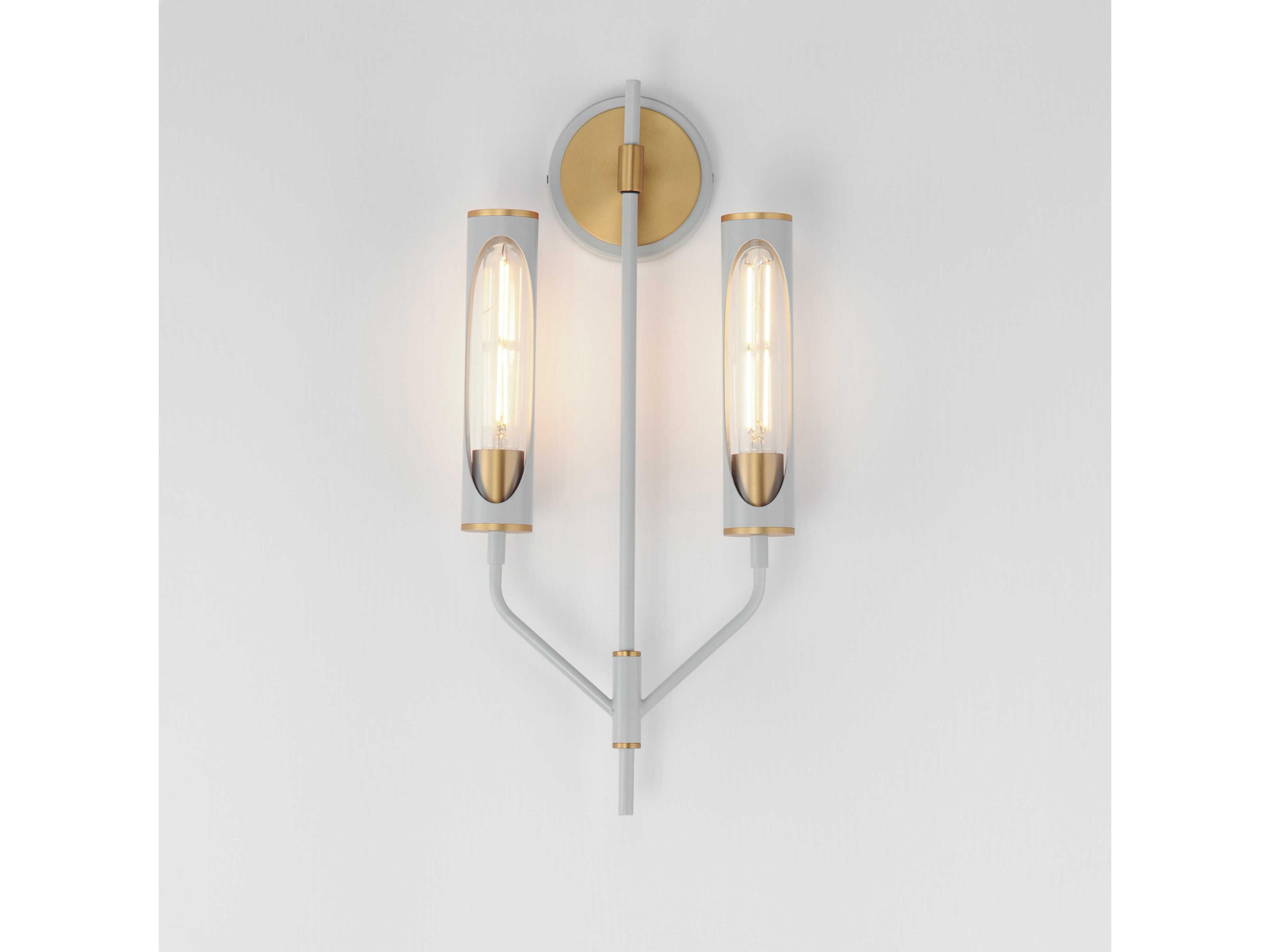 Maxim Lighting Regent 2-Light Light French Gray Natural Aged Brass Wall Sconce