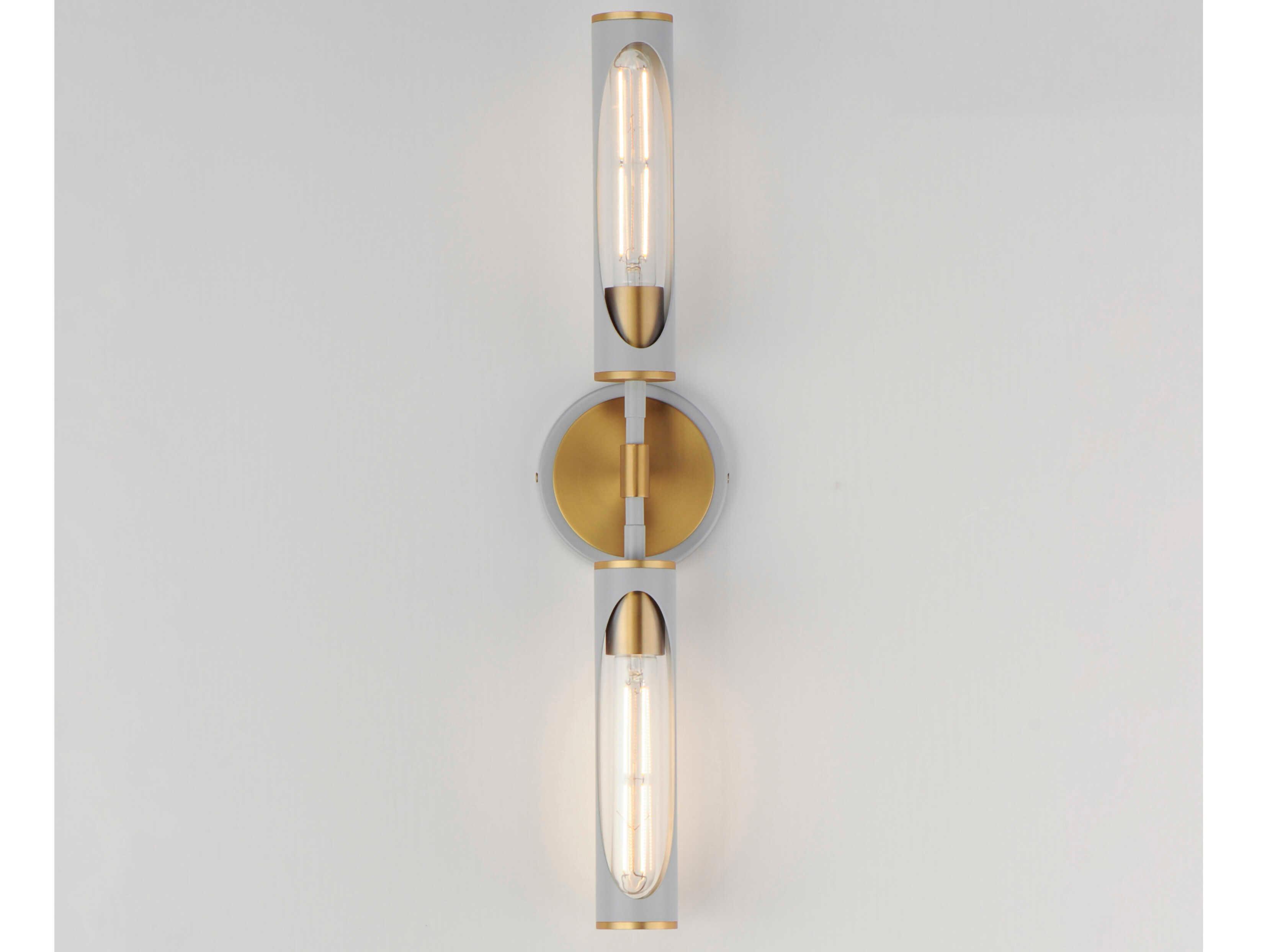 Maxim Lighting Regent 2-Light Light French Gray Natural Aged Brass Vanity