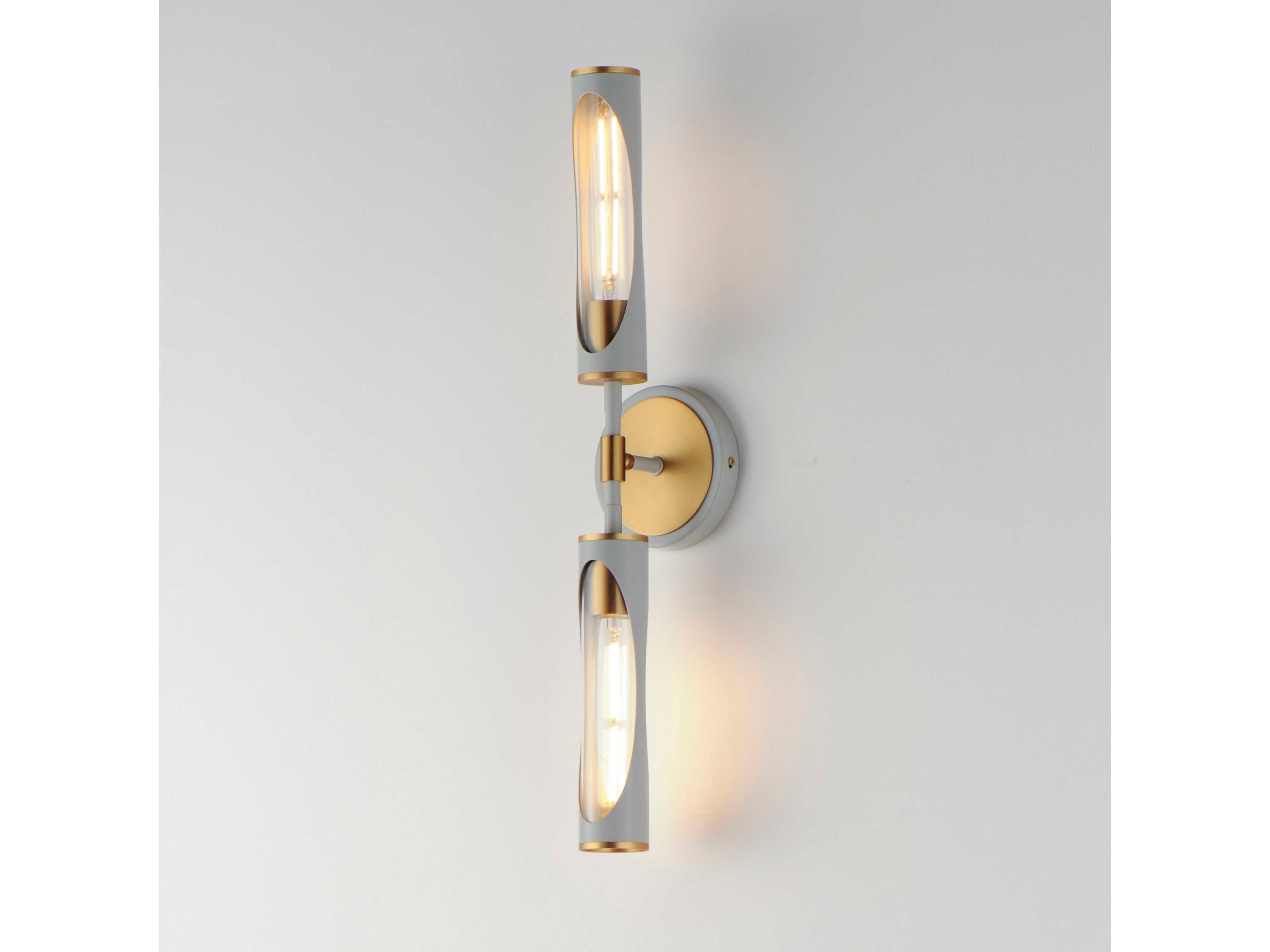 Maxim Lighting Regent 2-Light Light French Gray Natural Aged Brass Vanity