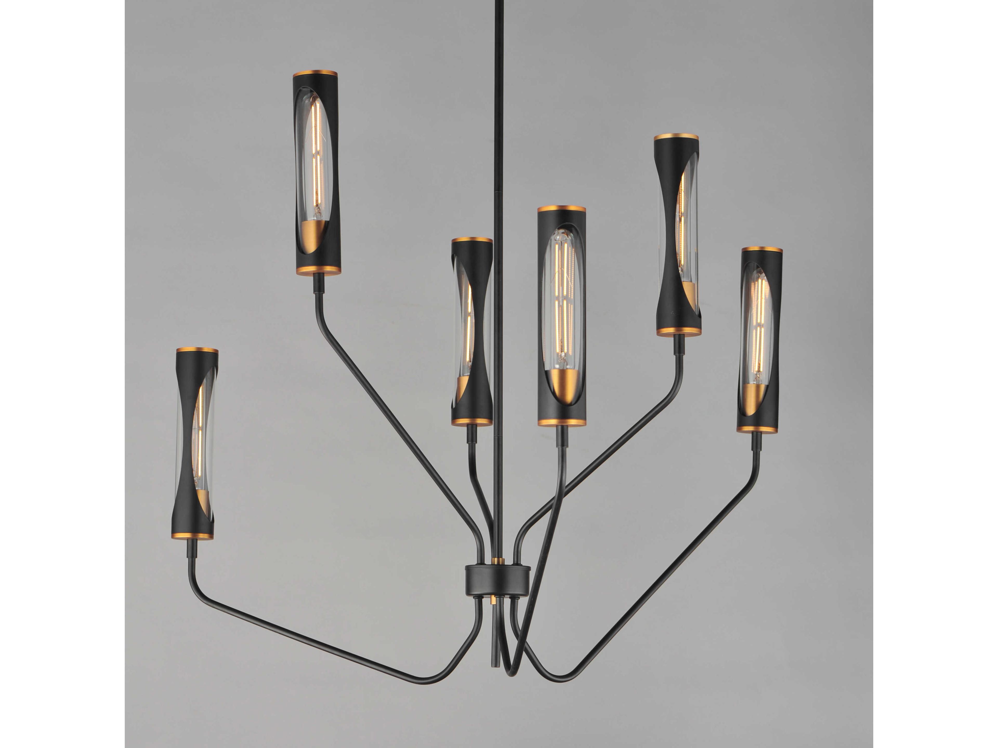 Maxim Lighting Regent 6-Light Black Antique Brass Cylinder Chandelier
