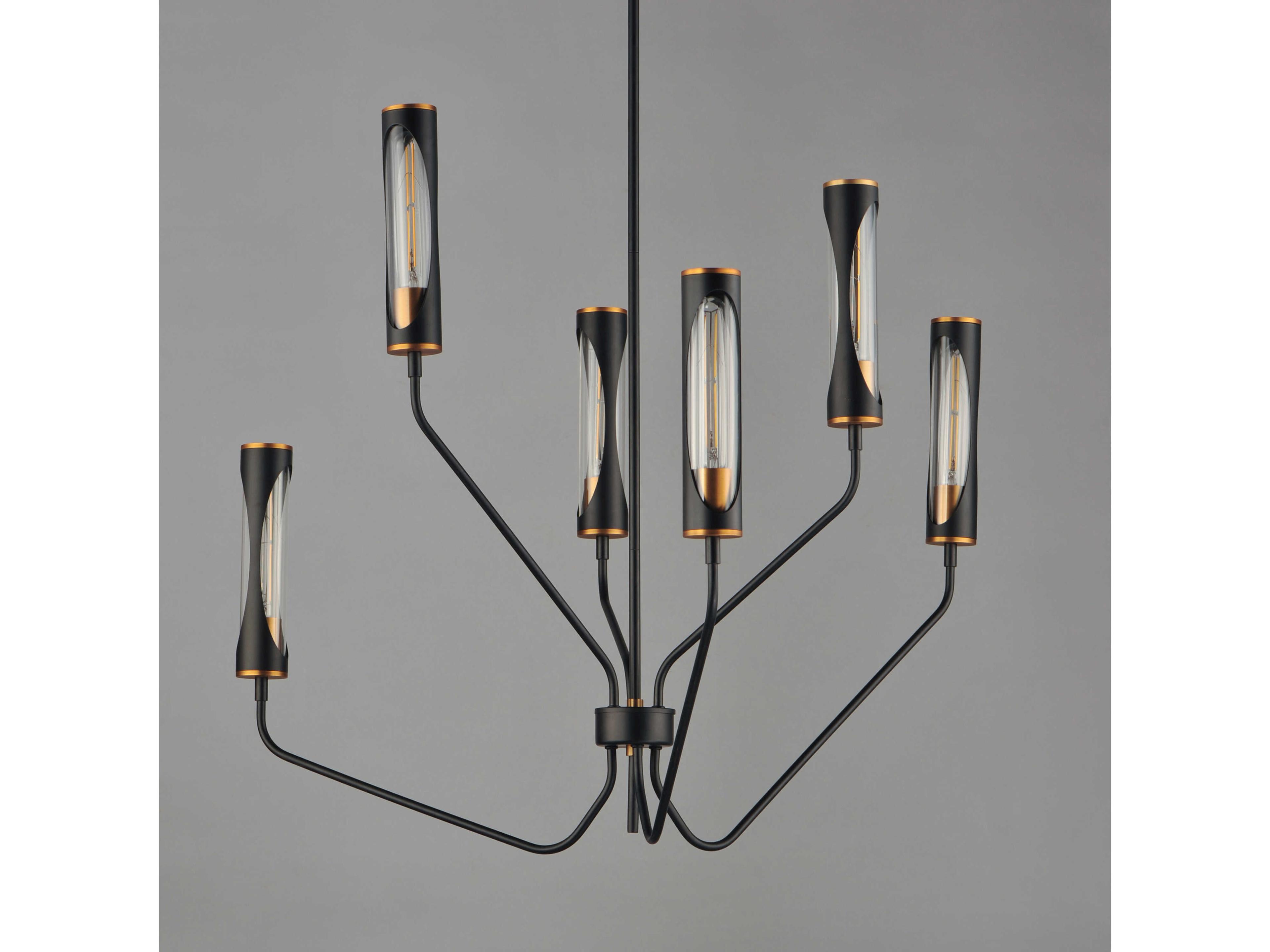 Maxim Lighting Regent 6-Light Black Antique Brass Cylinder Chandelier