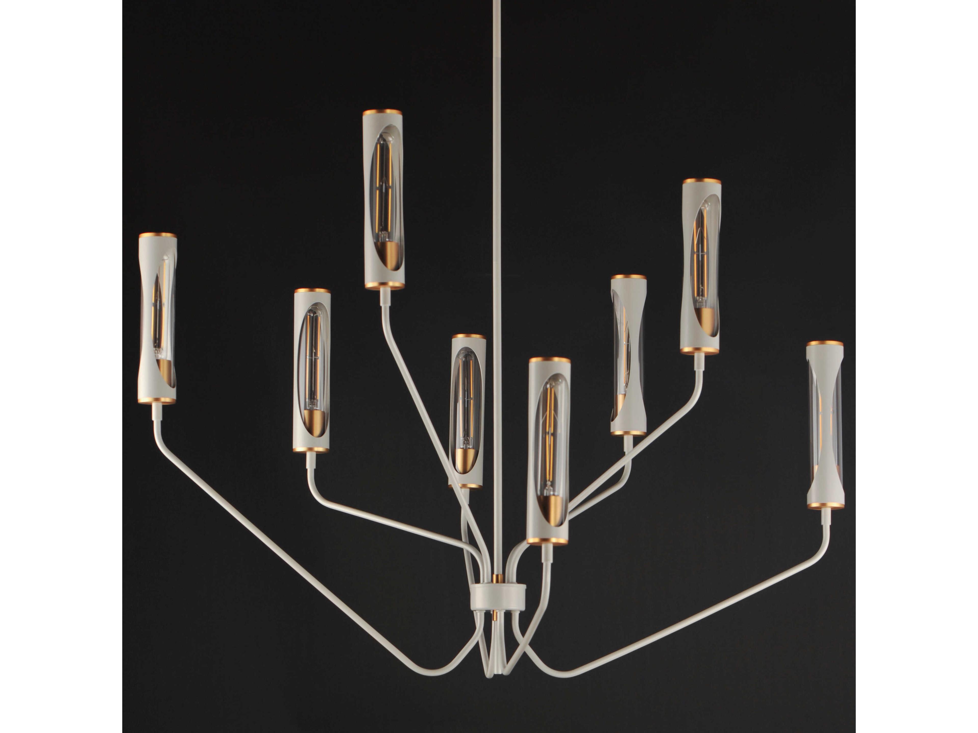 Maxim Lighting Regent 8-Light Light French Gray Natural Aged Brass Cylinder Chandelier