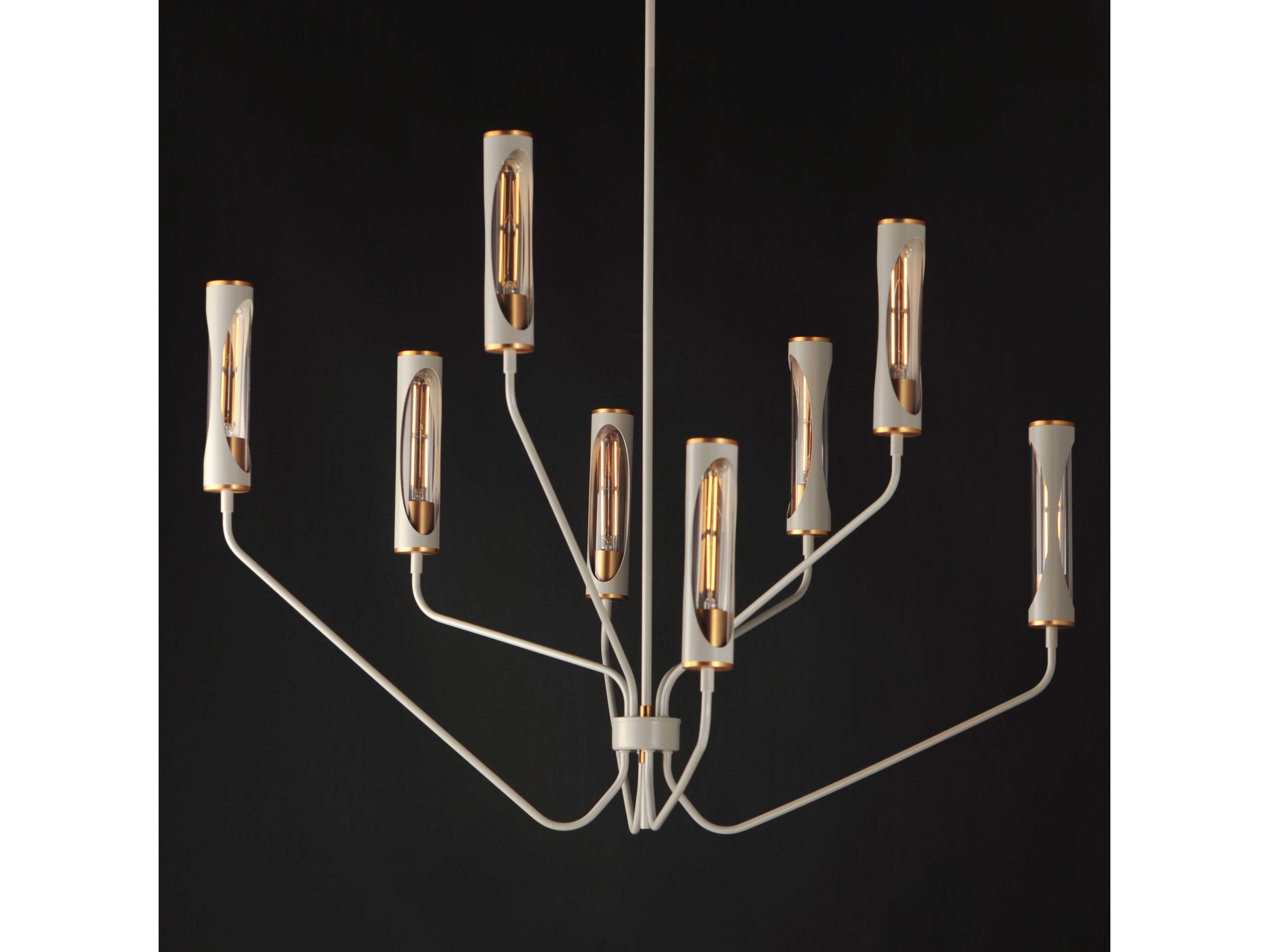 Maxim Lighting Regent 8-Light Light French Gray Natural Aged Brass Cylinder Chandelier