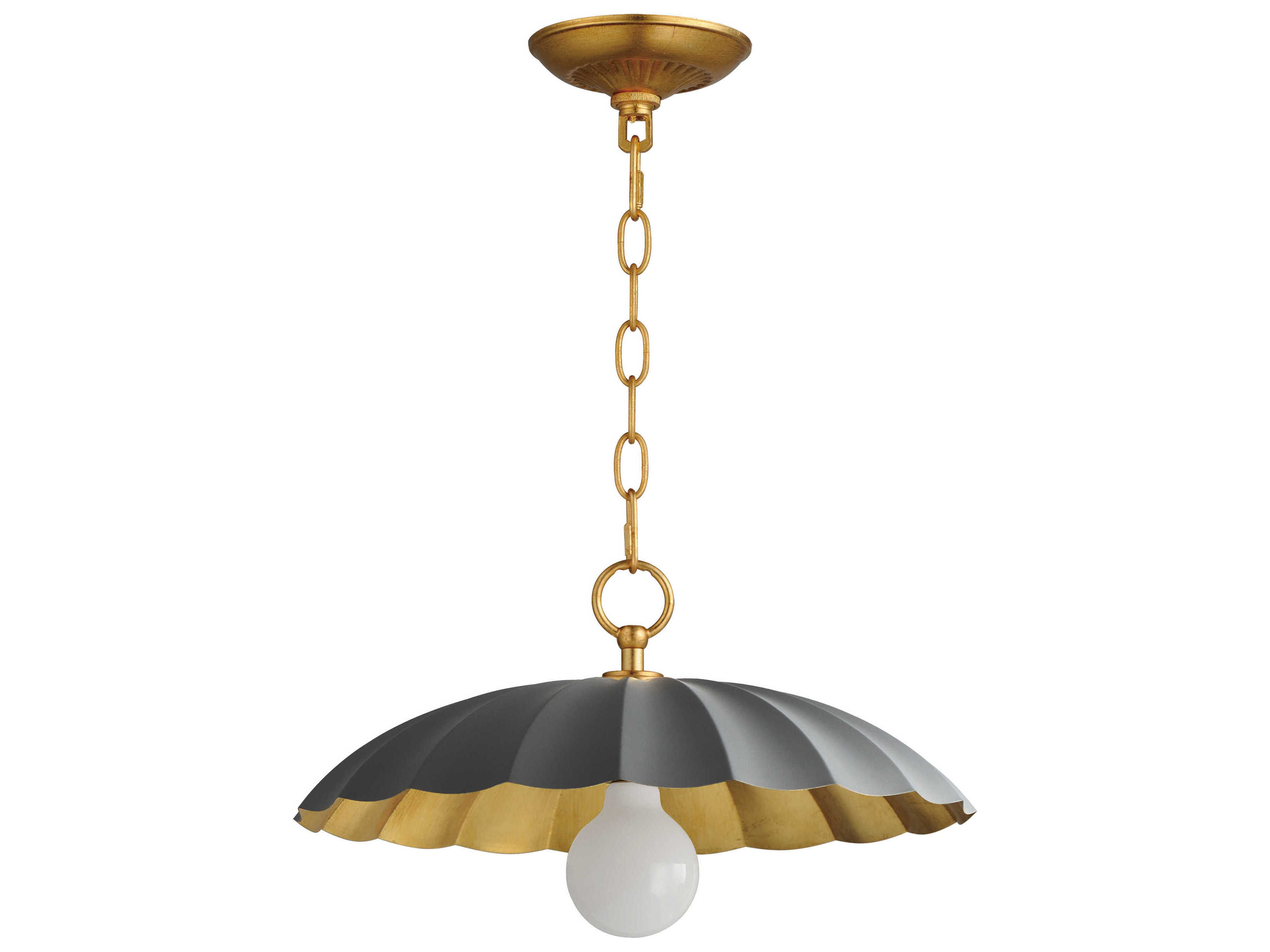 Maxim Lighting Primrose 1-Light Dark Grey Gold Leaf Dome Pendant