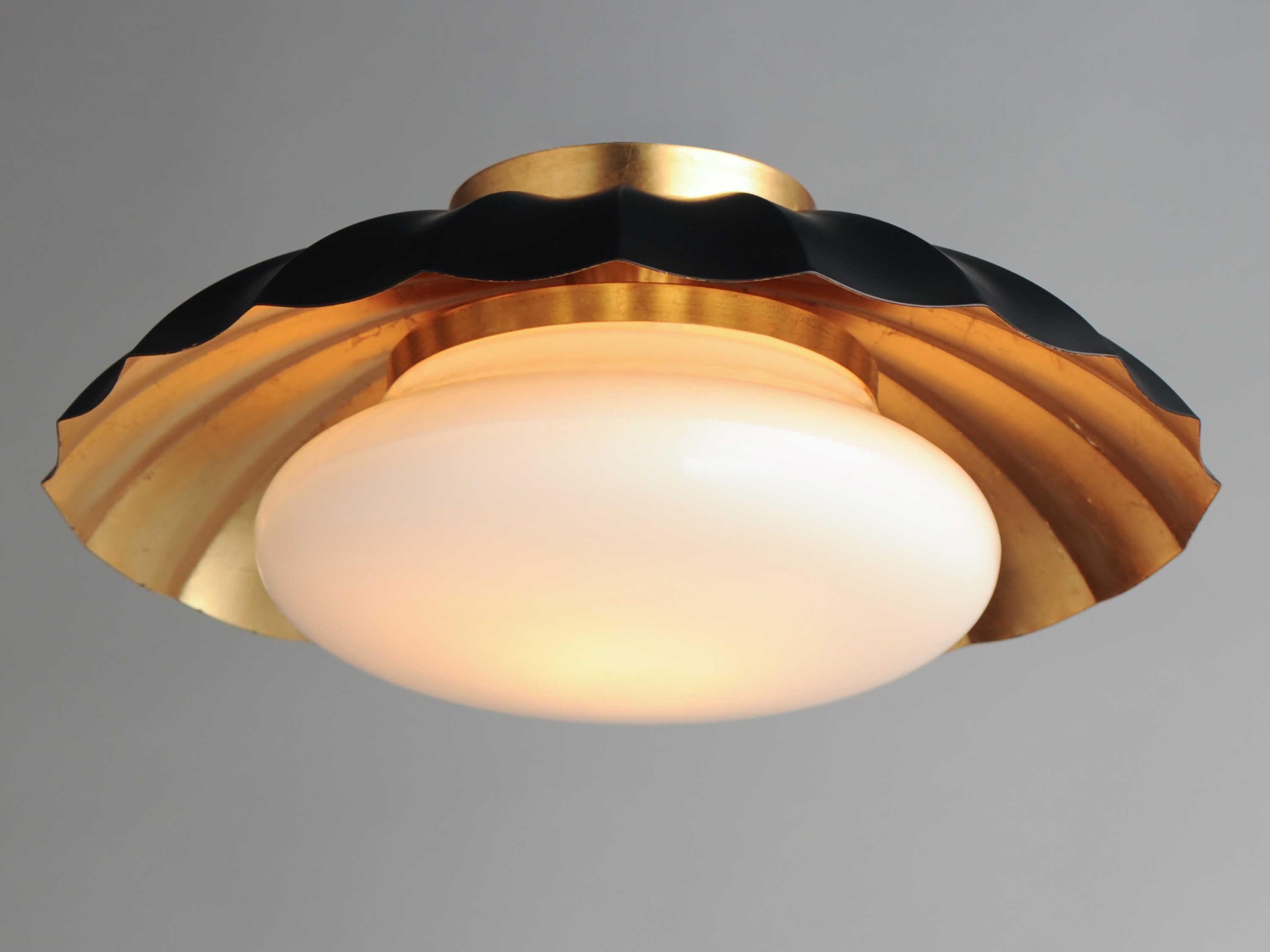 Maxim Lighting Primrose 1-Light Black Gold Leaf Dome Flush Mount