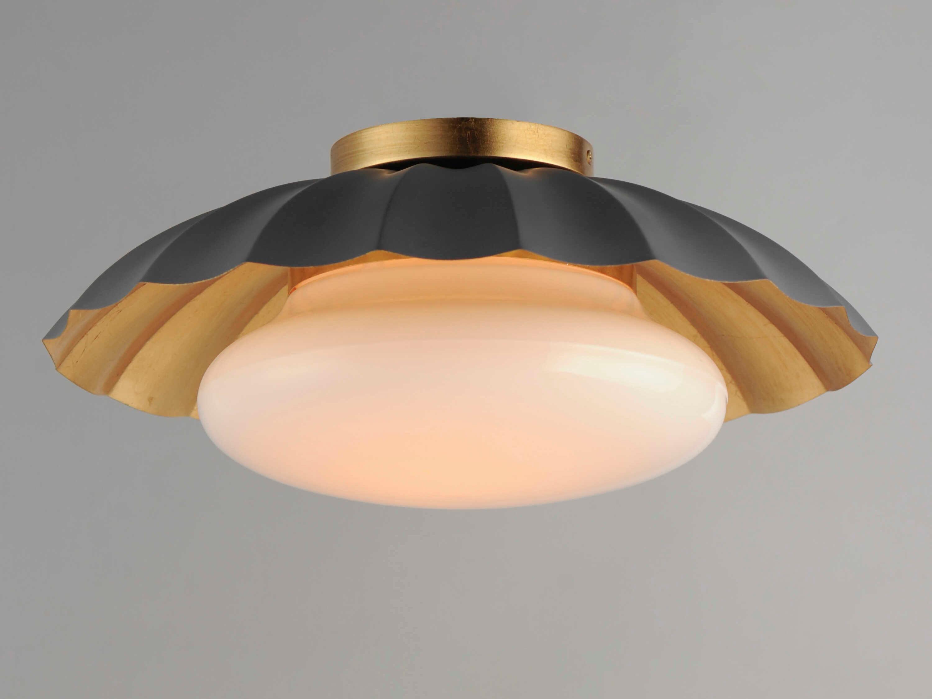 Maxim Lighting Primrose 1-Light Dark Grey Gold Leaf Dome Flush Mount