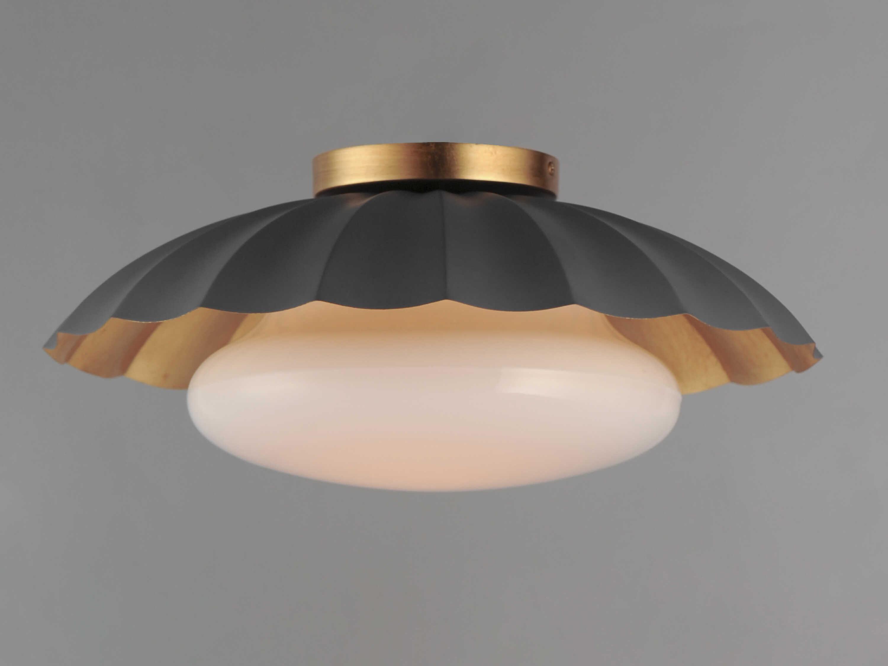 Maxim Lighting Primrose 1-Light Dark Grey Gold Leaf Dome Flush Mount