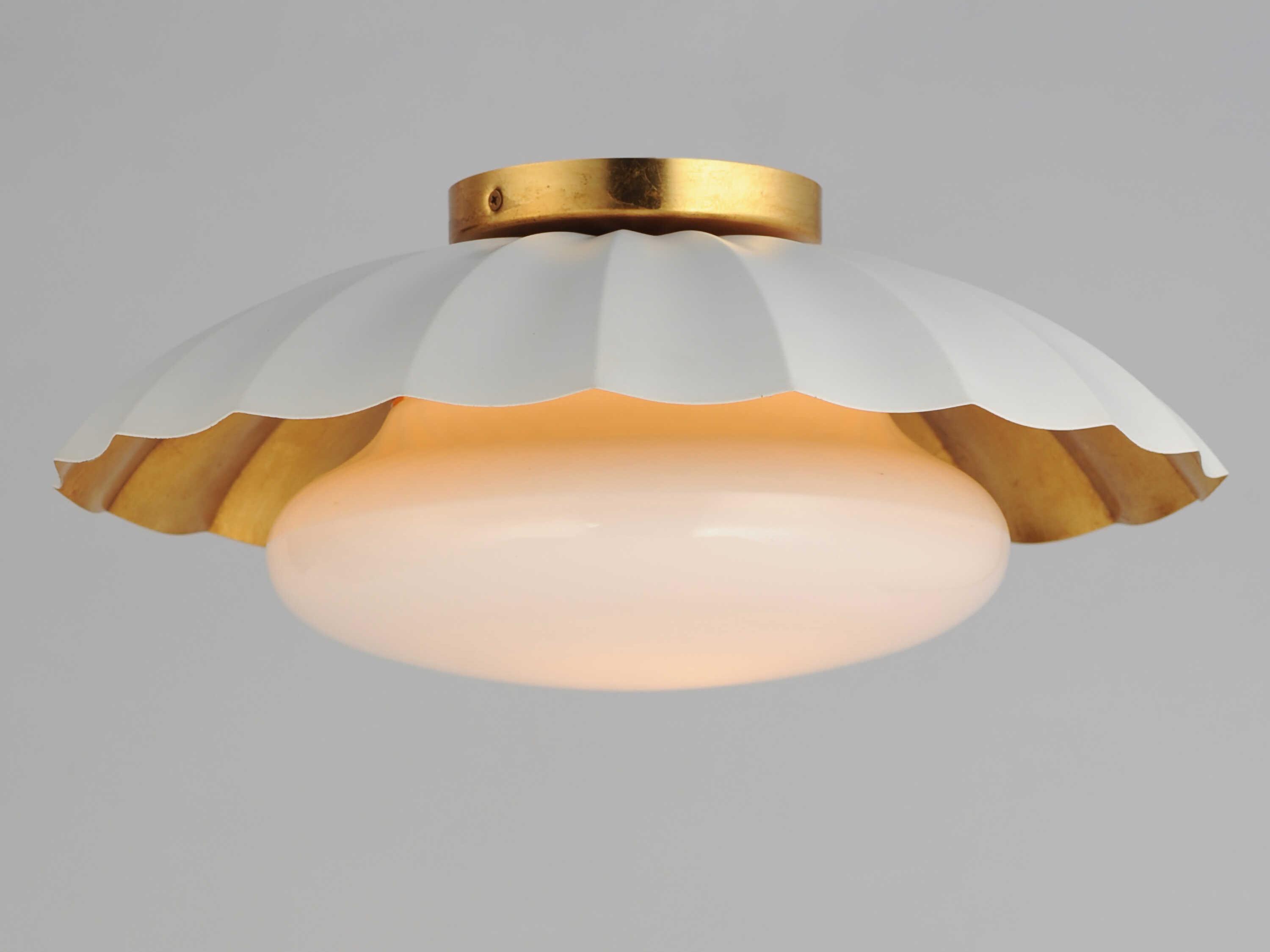 Maxim Lighting Primrose 1-Light Matte White Gold Leaf Dome Flush Mount