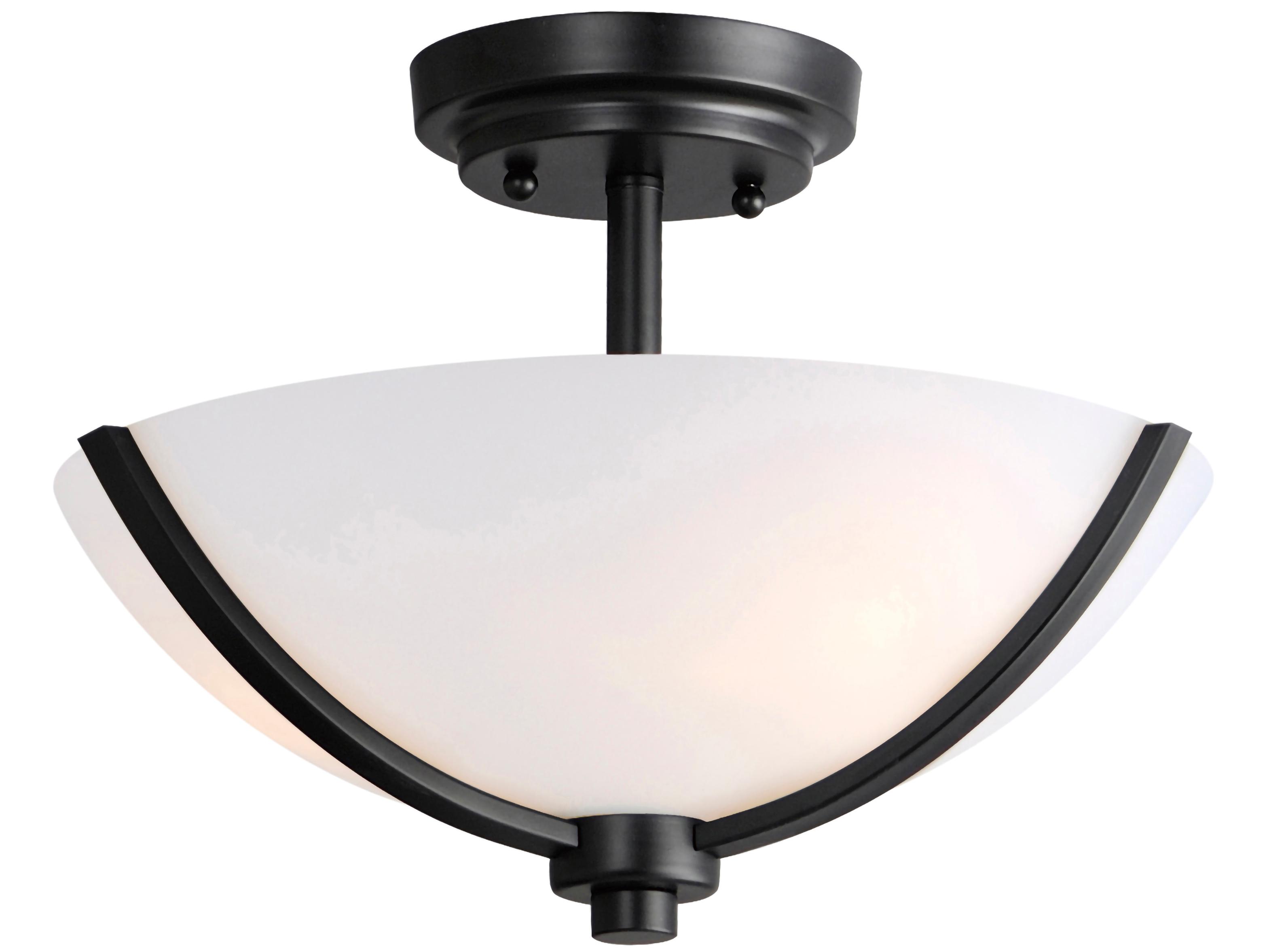 Maxim Lighting Deven 3-Light Black Glass Bowl Semi Flush Mount