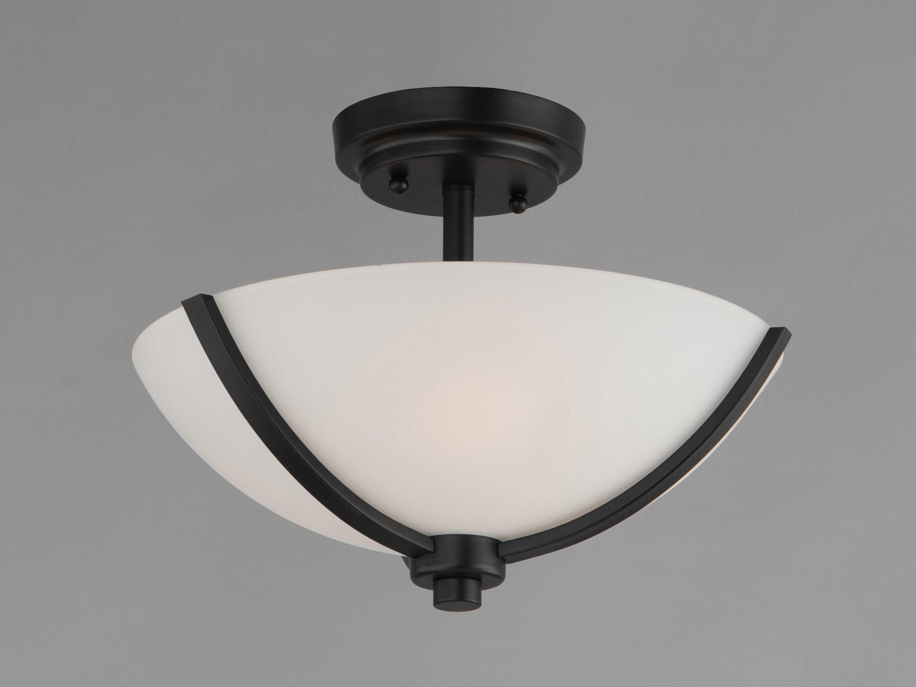 Maxim Lighting Deven 3-Light Black Glass Bowl Semi Flush Mount