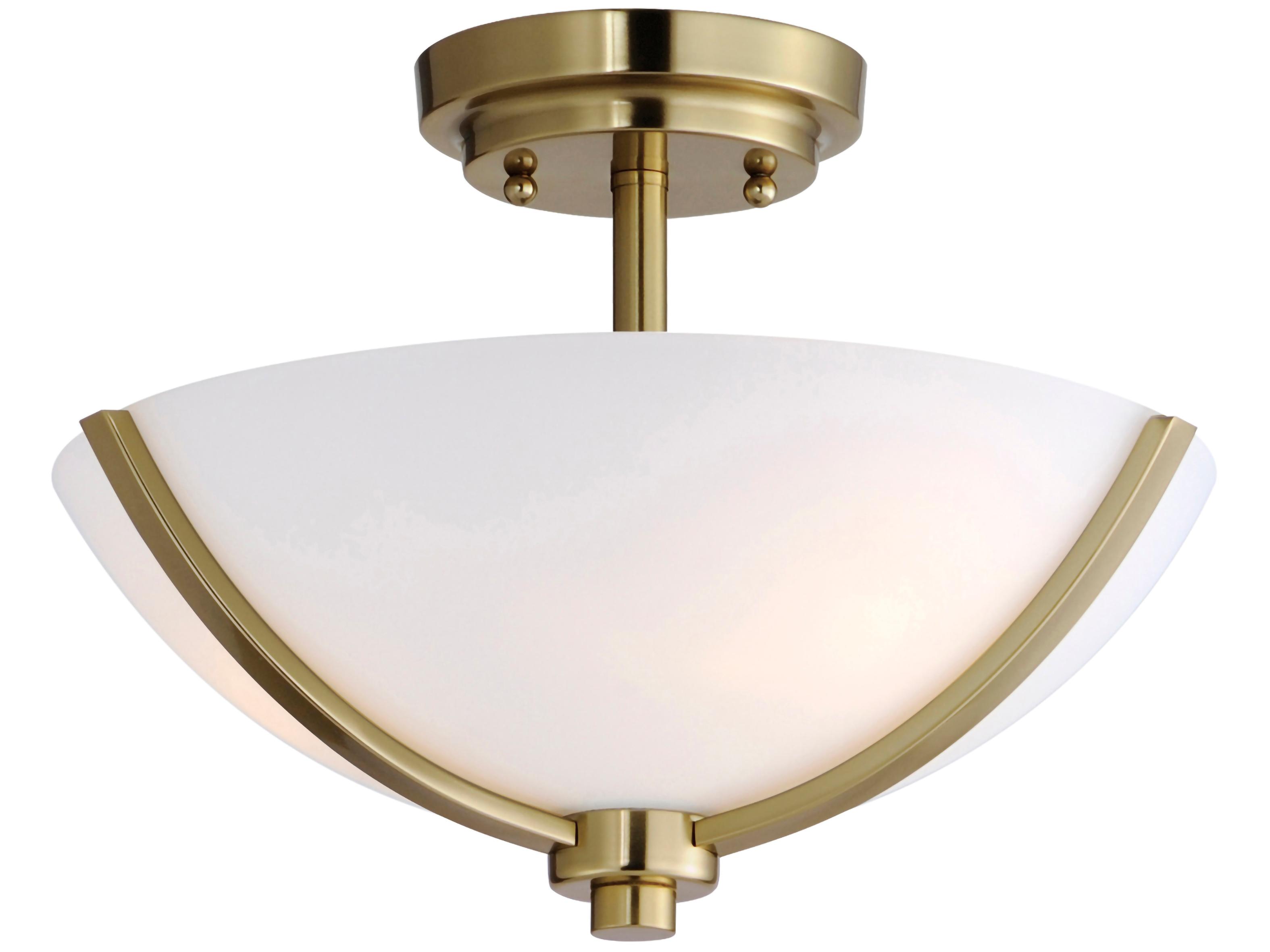 Maxim Lighting Deven 3-Light Satin Brass Glass Bowl Semi Flush Mount