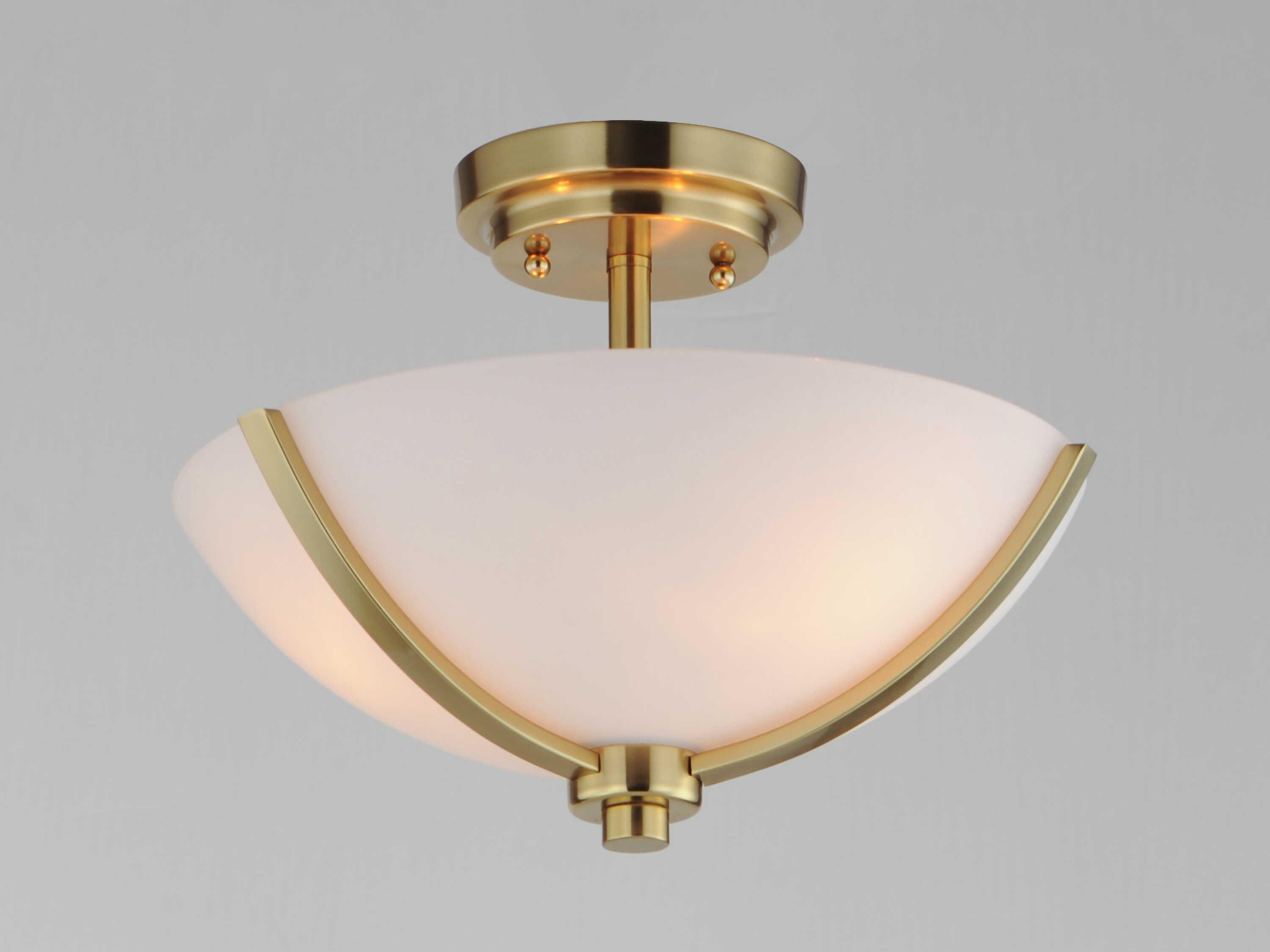 Maxim Lighting Deven 3-Light Satin Brass Glass Bowl Semi Flush Mount