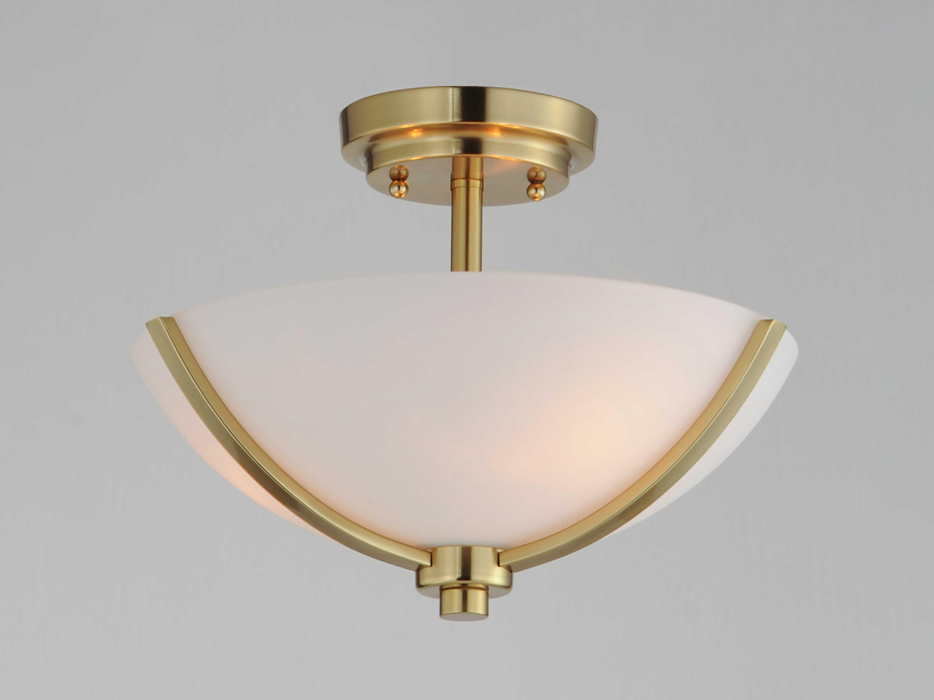 Maxim Lighting Deven 3-Light Satin Brass Glass Bowl Semi Flush Mount