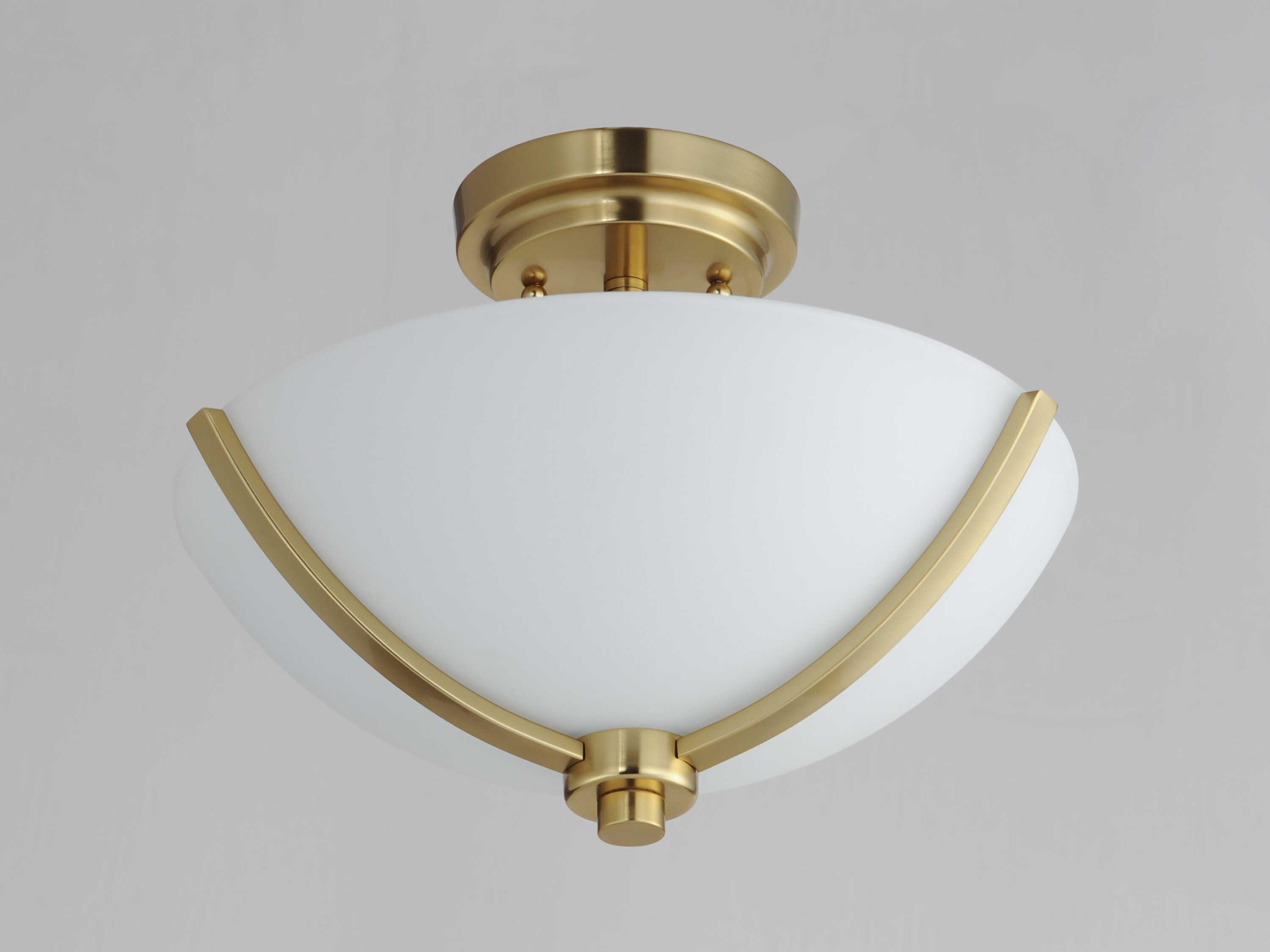 Maxim Lighting Deven 3-Light Satin Brass Glass Bowl Semi Flush Mount