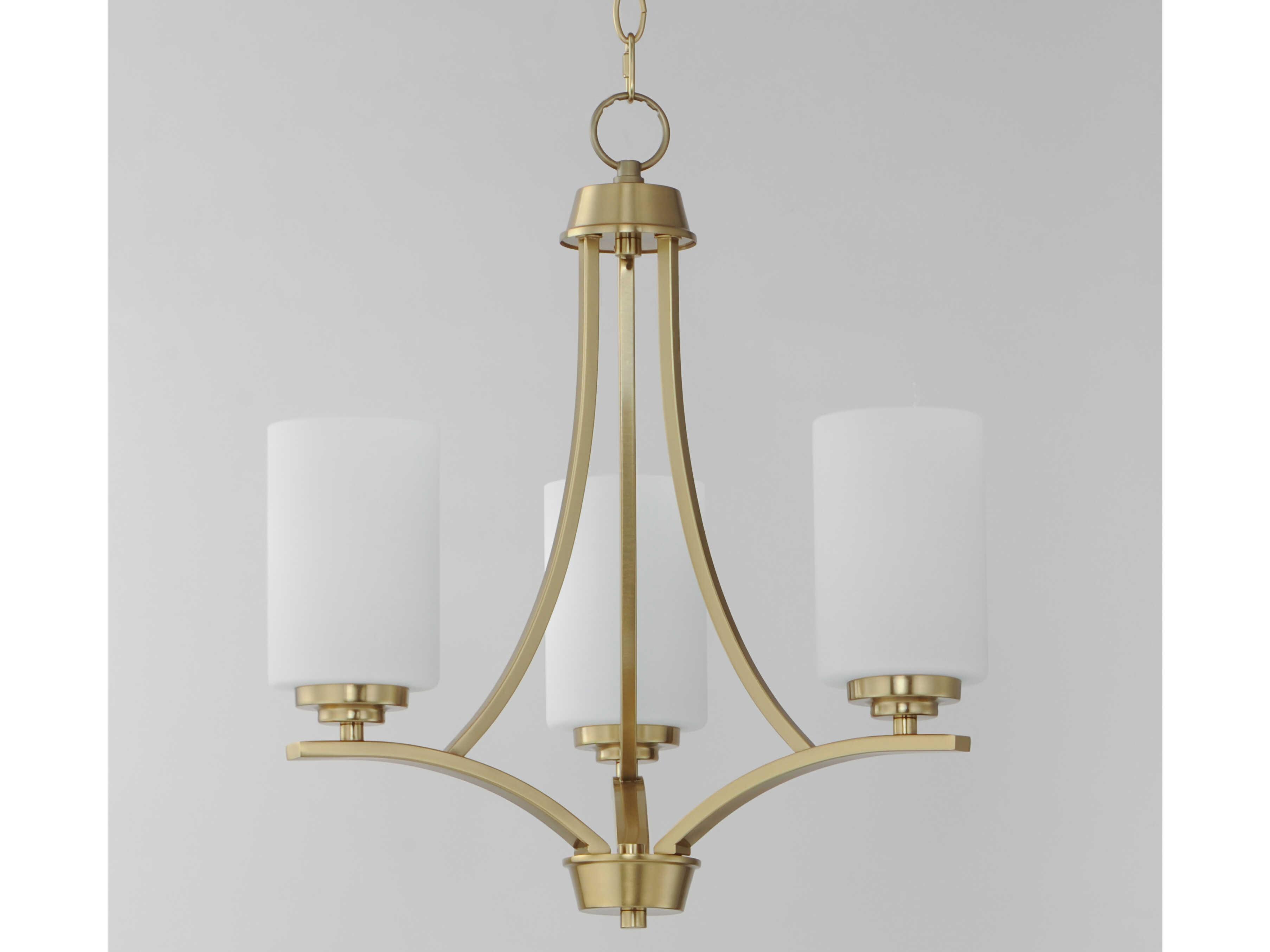 Maxim Lighting Deven 3-Light Satin Brass Glass Cylinder Chandelier