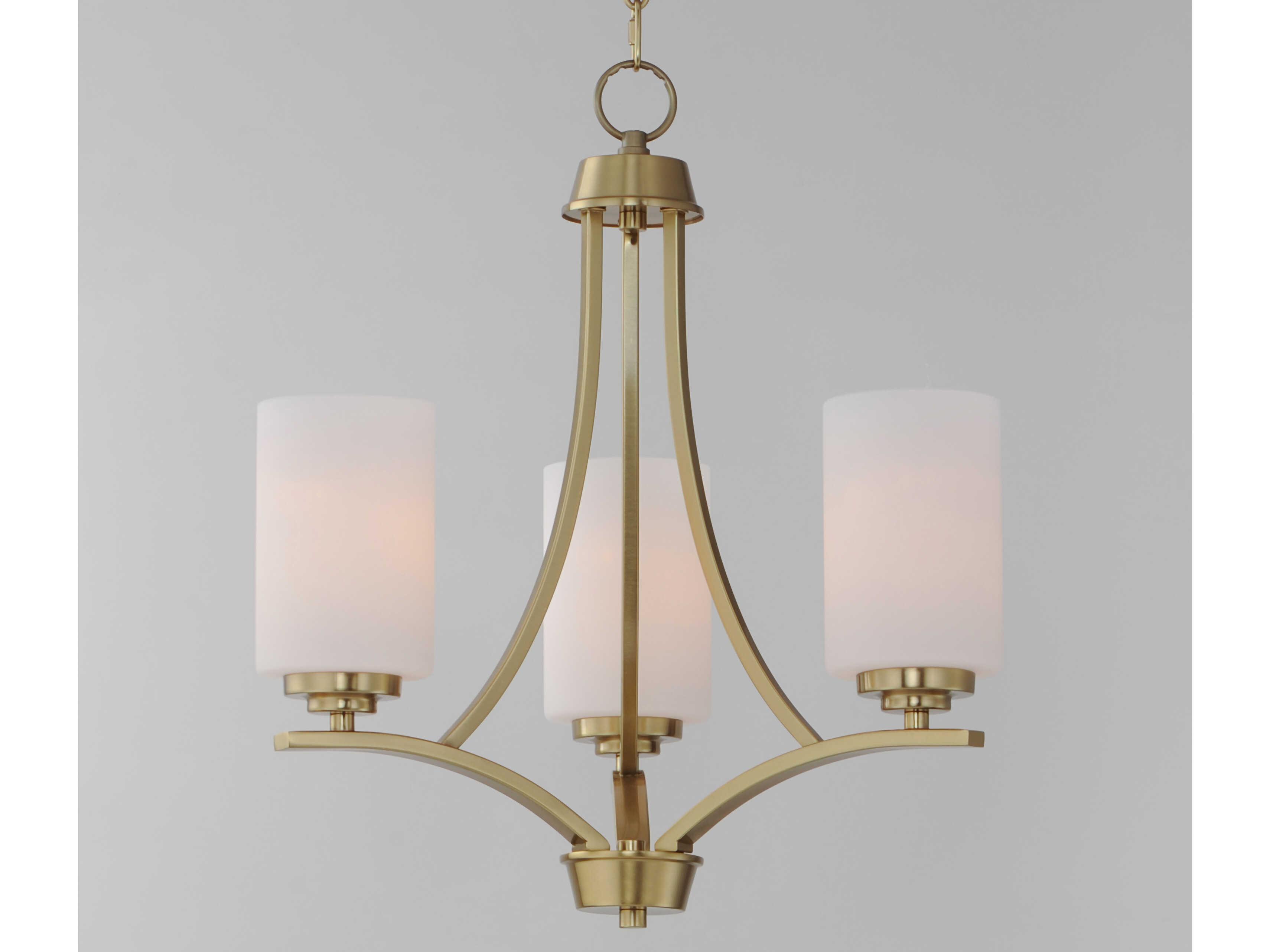 Maxim Lighting Deven 3-Light Satin Brass Glass Cylinder Chandelier