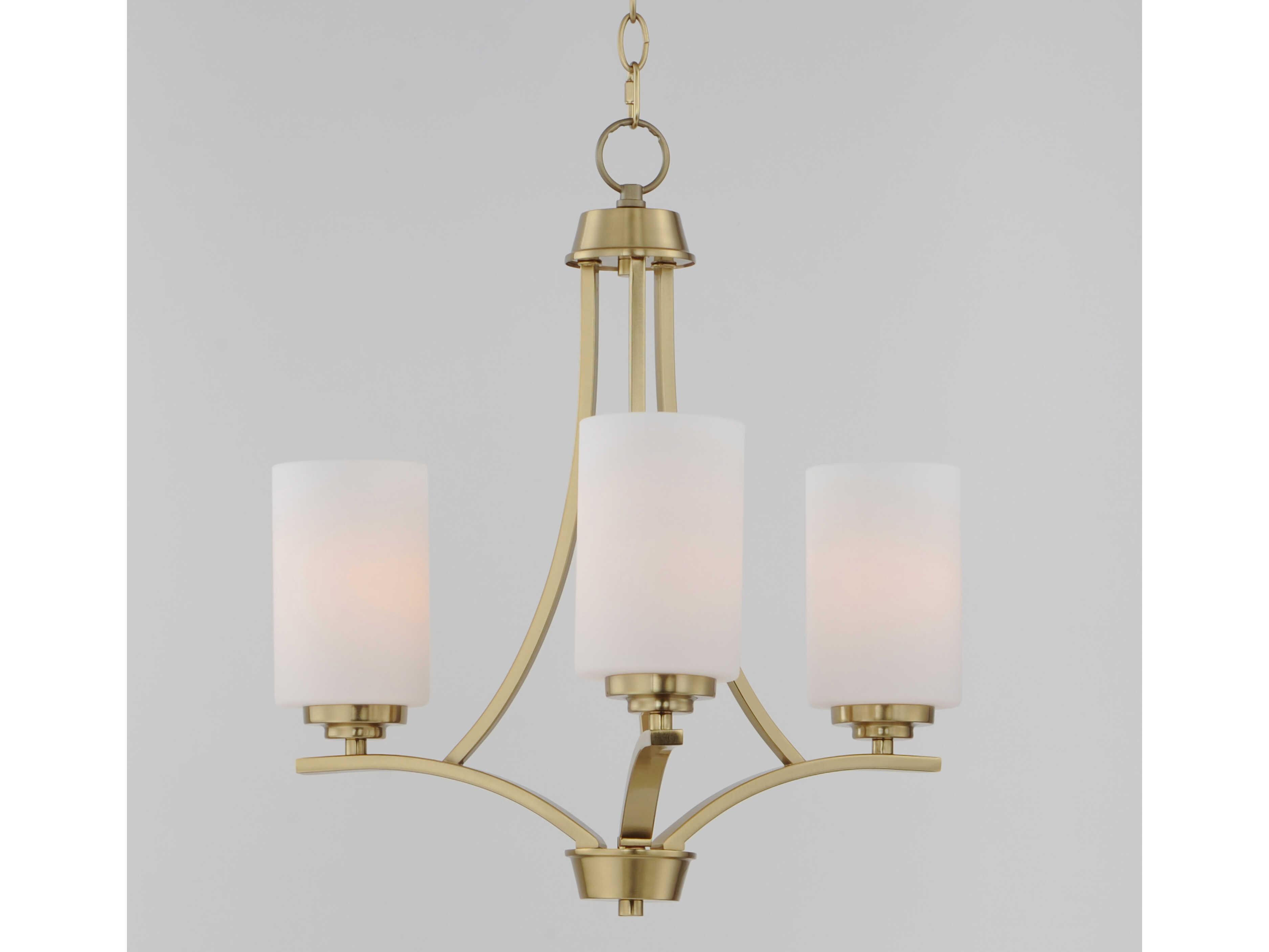 Maxim Lighting Deven 3-Light Satin Brass Glass Cylinder Chandelier