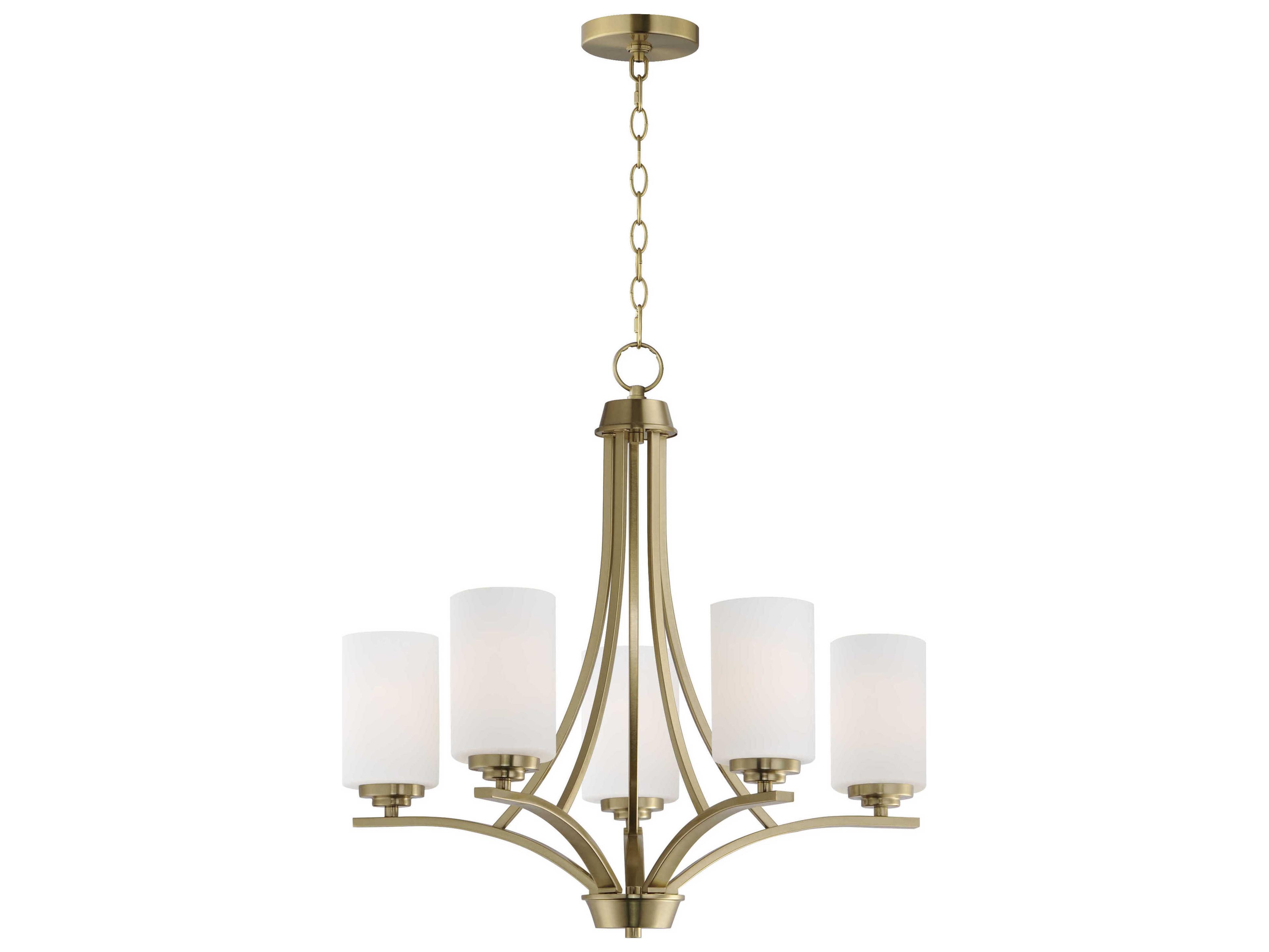 Maxim Lighting Deven 5-Light Satin Brass Glass Cylinder Chandelier