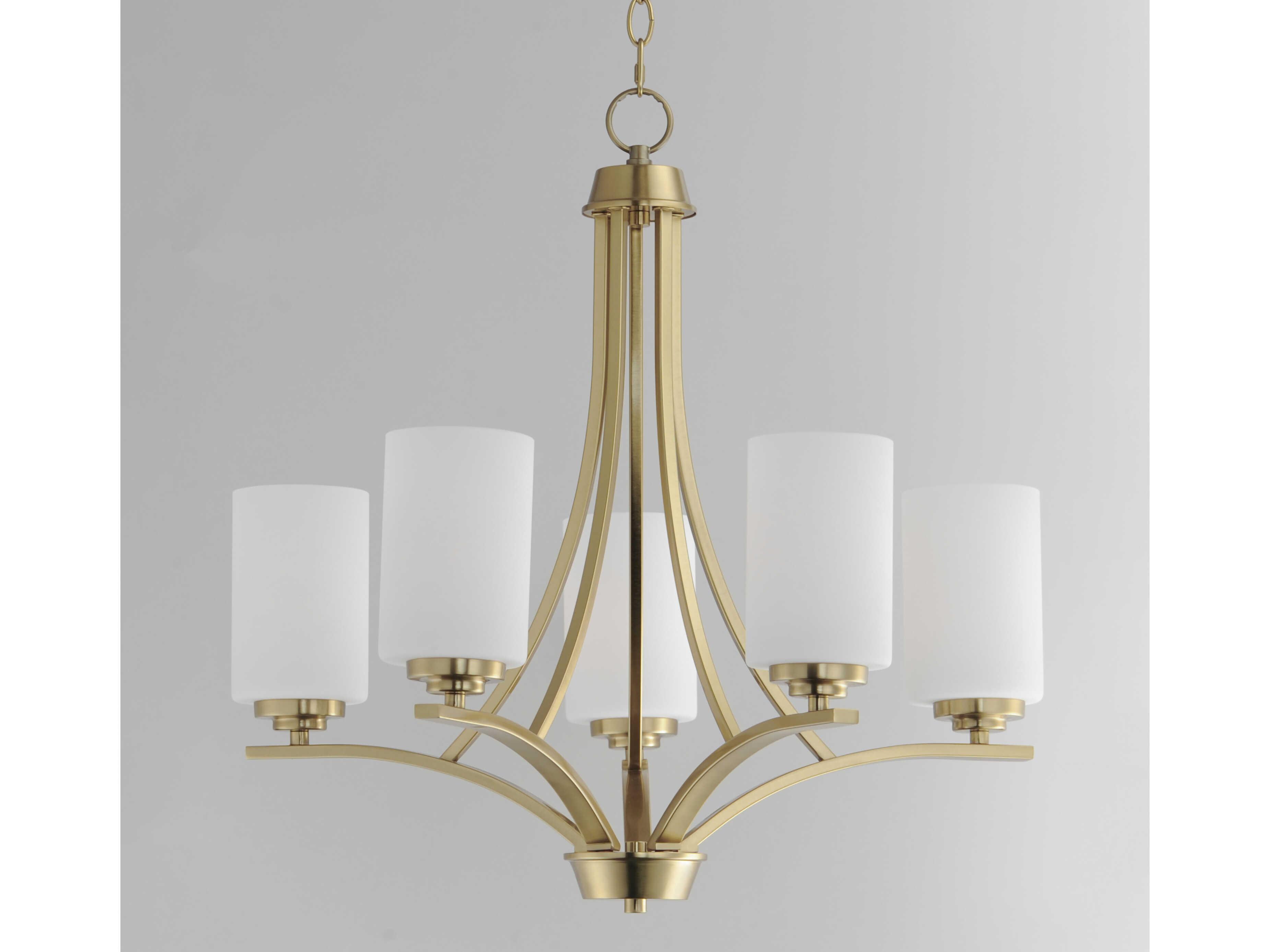 Maxim Lighting Deven 5-Light Satin Brass Glass Cylinder Chandelier
