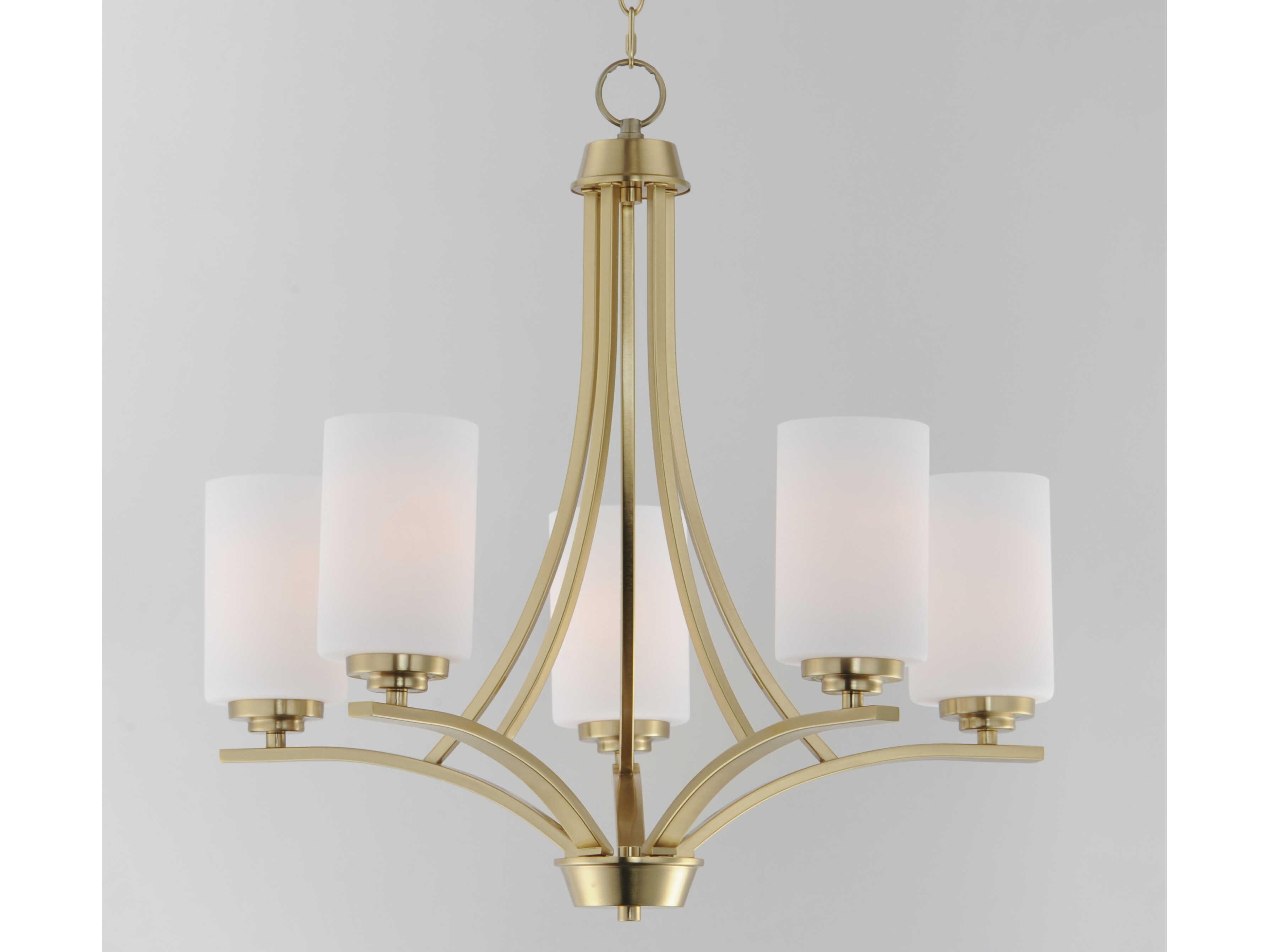Maxim Lighting Deven 5-Light Satin Brass Glass Cylinder Chandelier