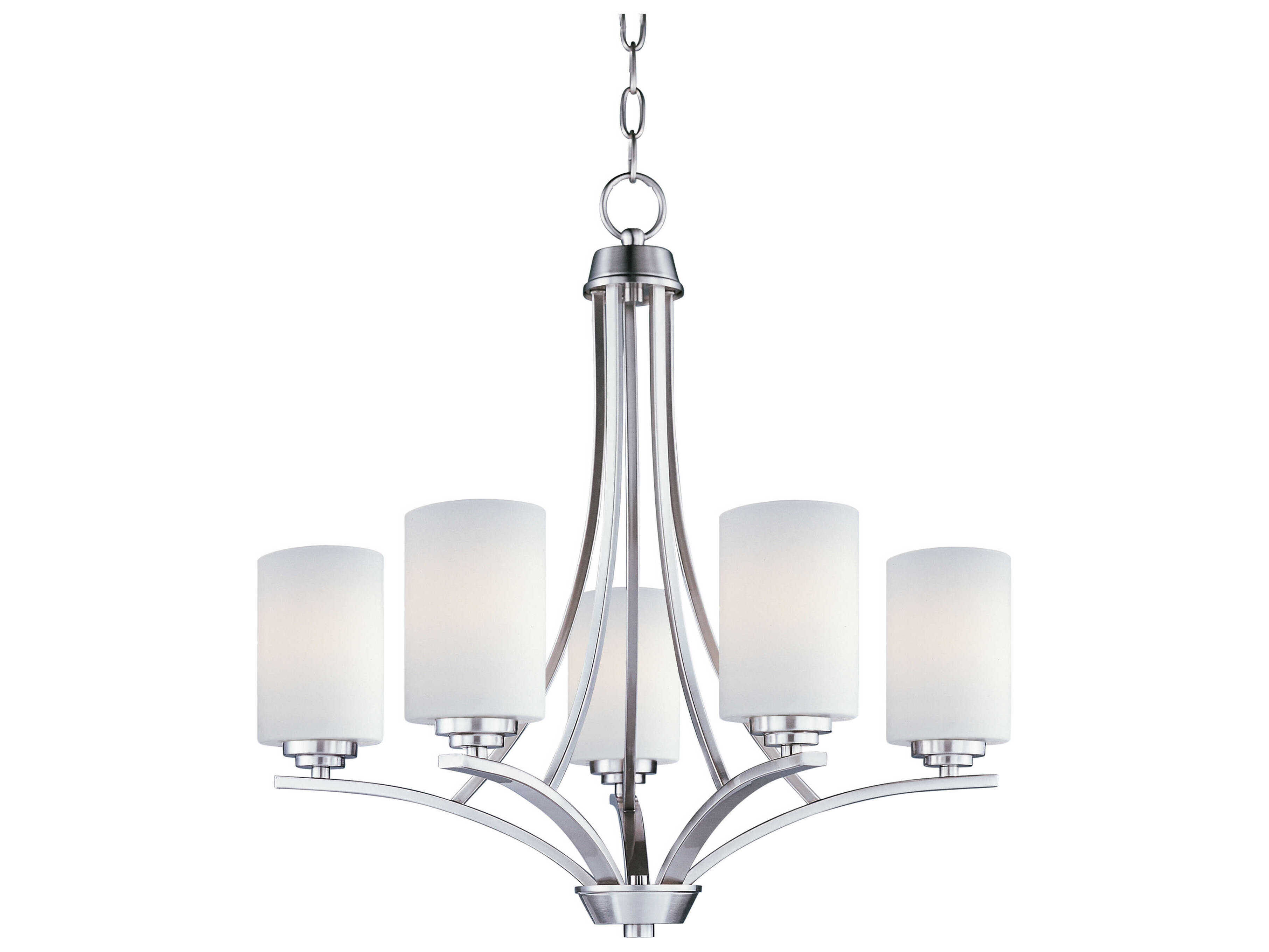 Maxim Lighting Deven 5-Light Satin Nickel Glass Cylinder Chandelier
