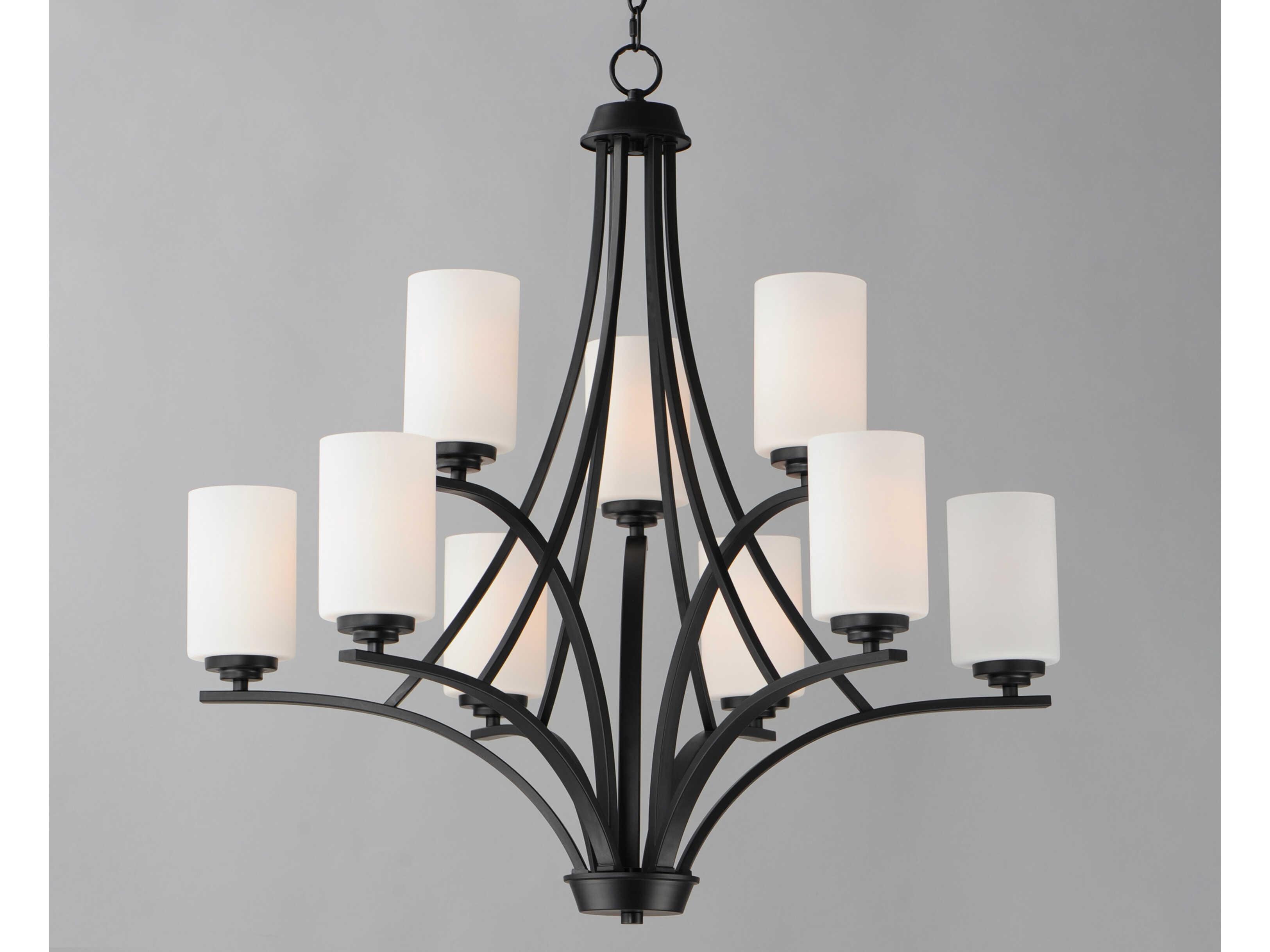 Maxim Lighting Deven 9-Light Black Glass Cylinder Chandelier