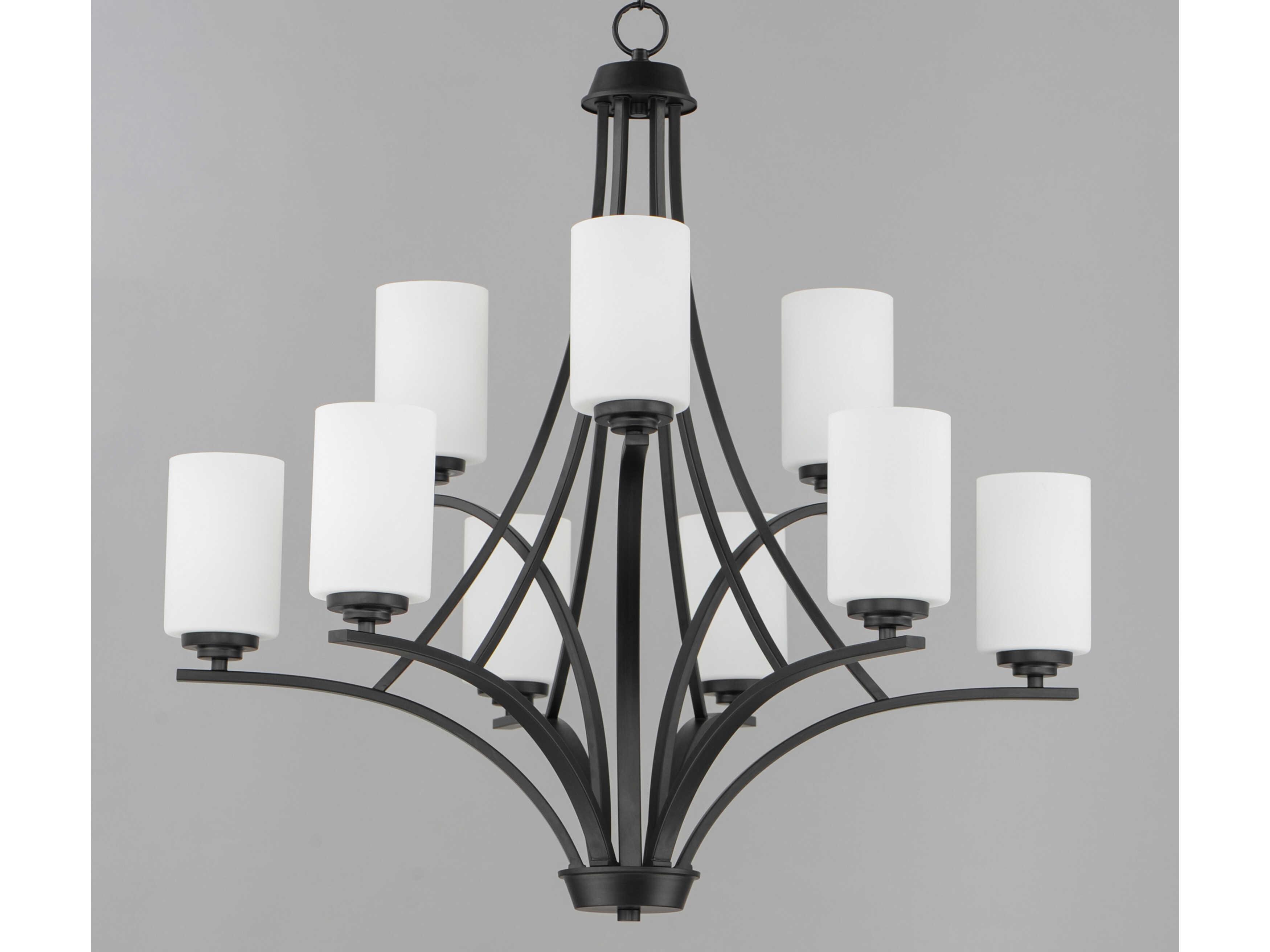 Maxim Lighting Deven 9-Light Black Glass Cylinder Chandelier