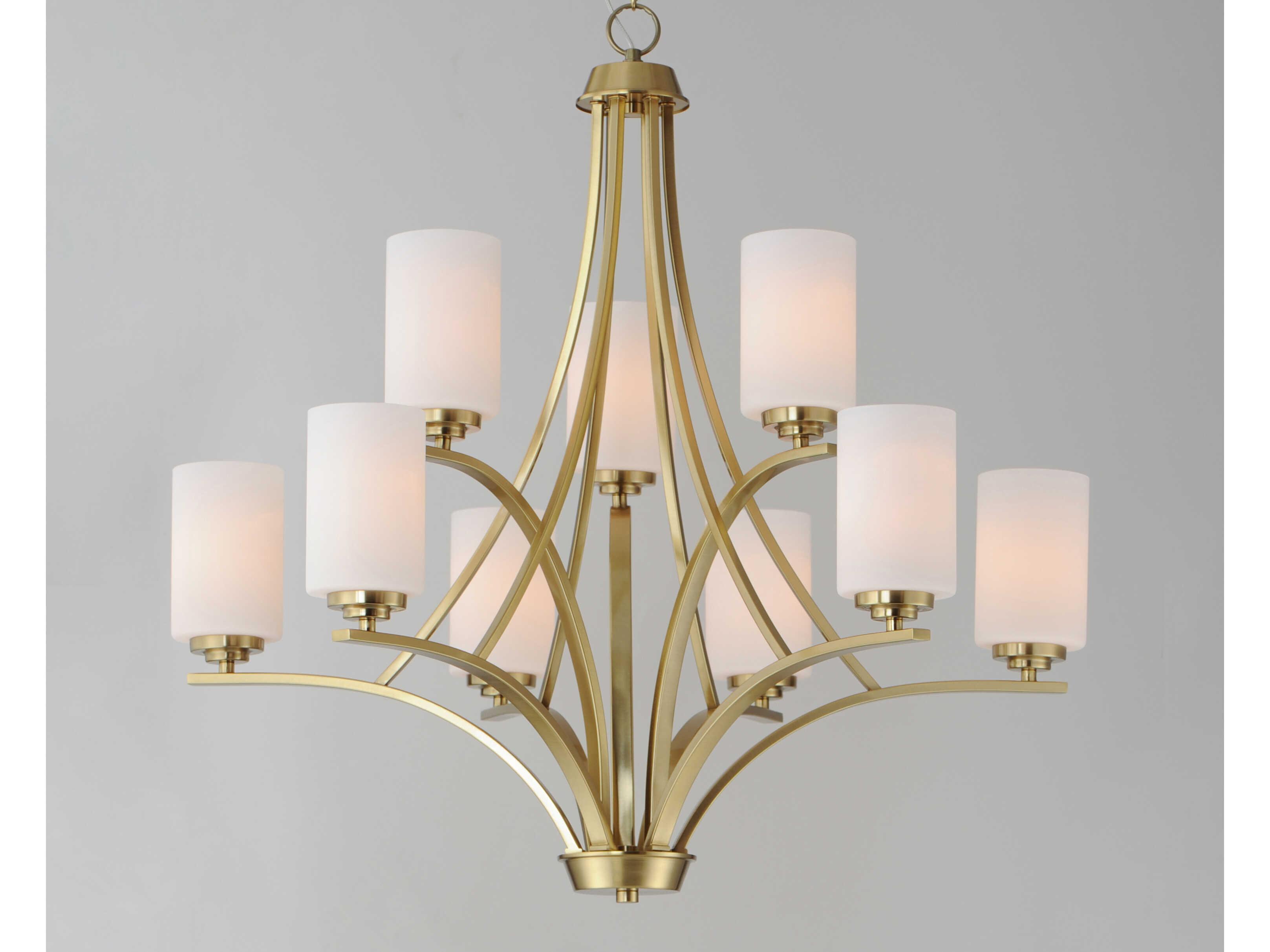 Maxim Lighting Deven 9-Light Satin Brass Glass Cylinder Chandelier