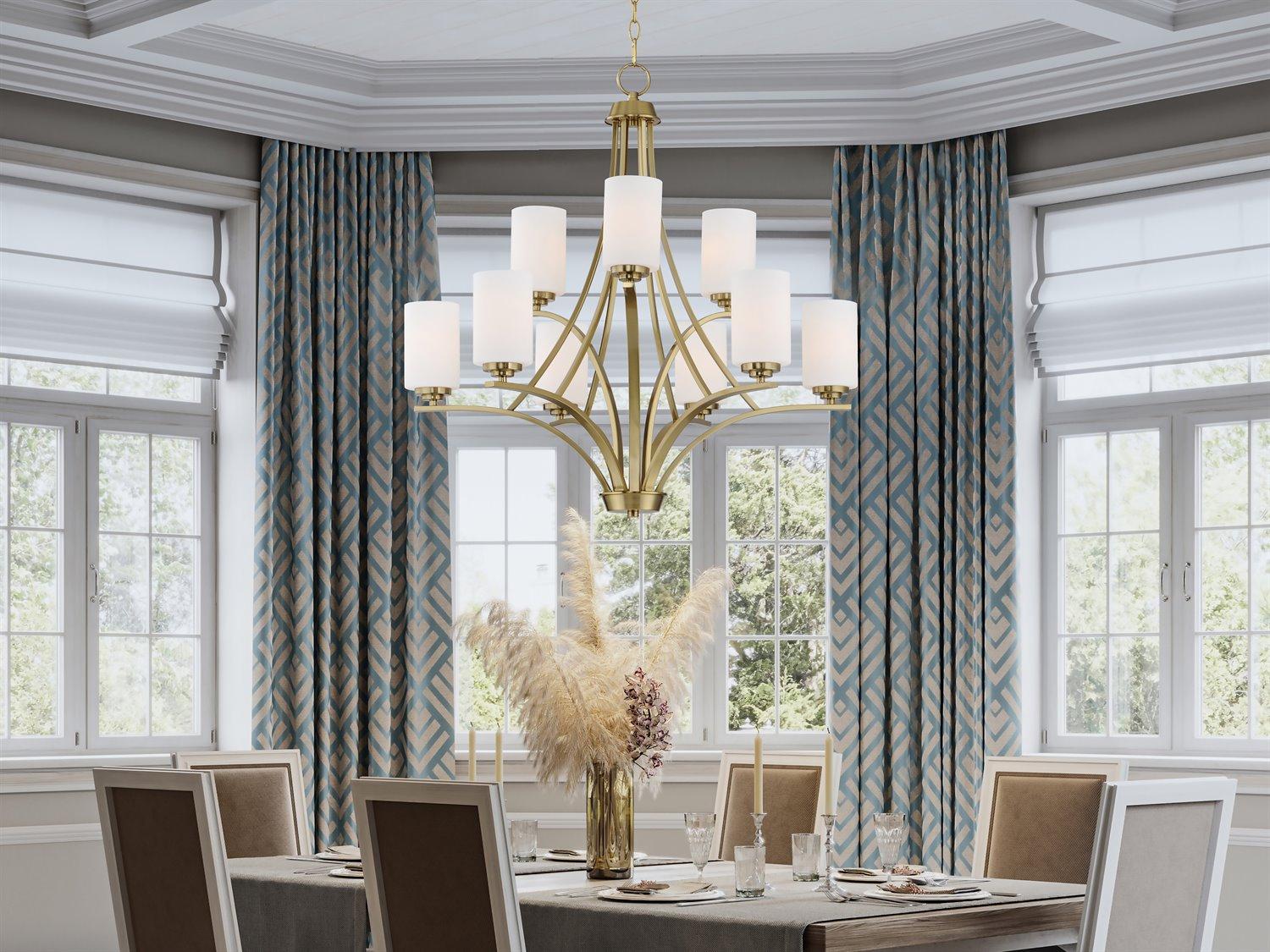 Maxim Lighting Deven 9-Light Satin Brass Glass Cylinder Chandelier