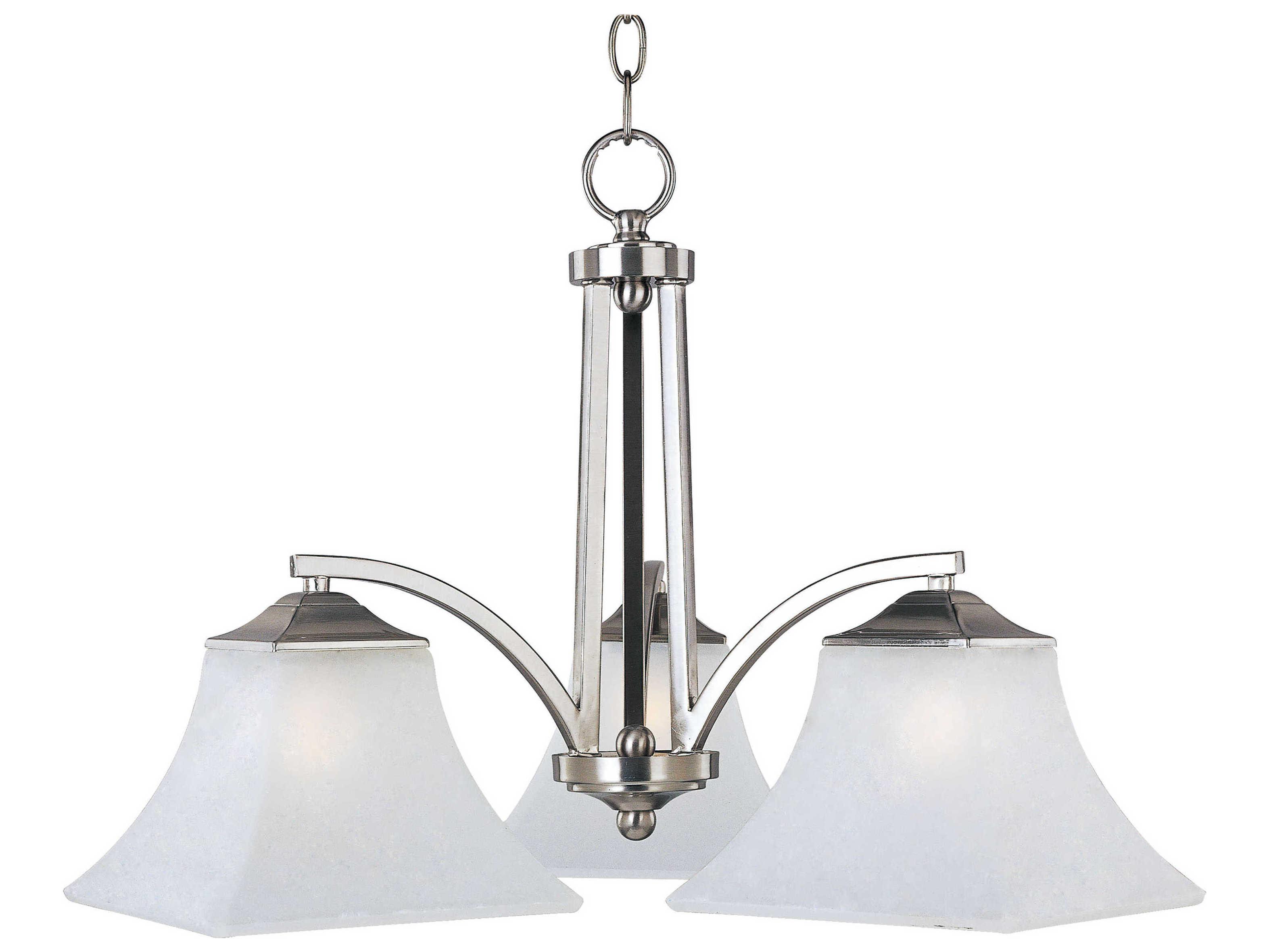 Maxim Lighting Aurora 3-Light Satin Nickel Glass Bell Chandelier