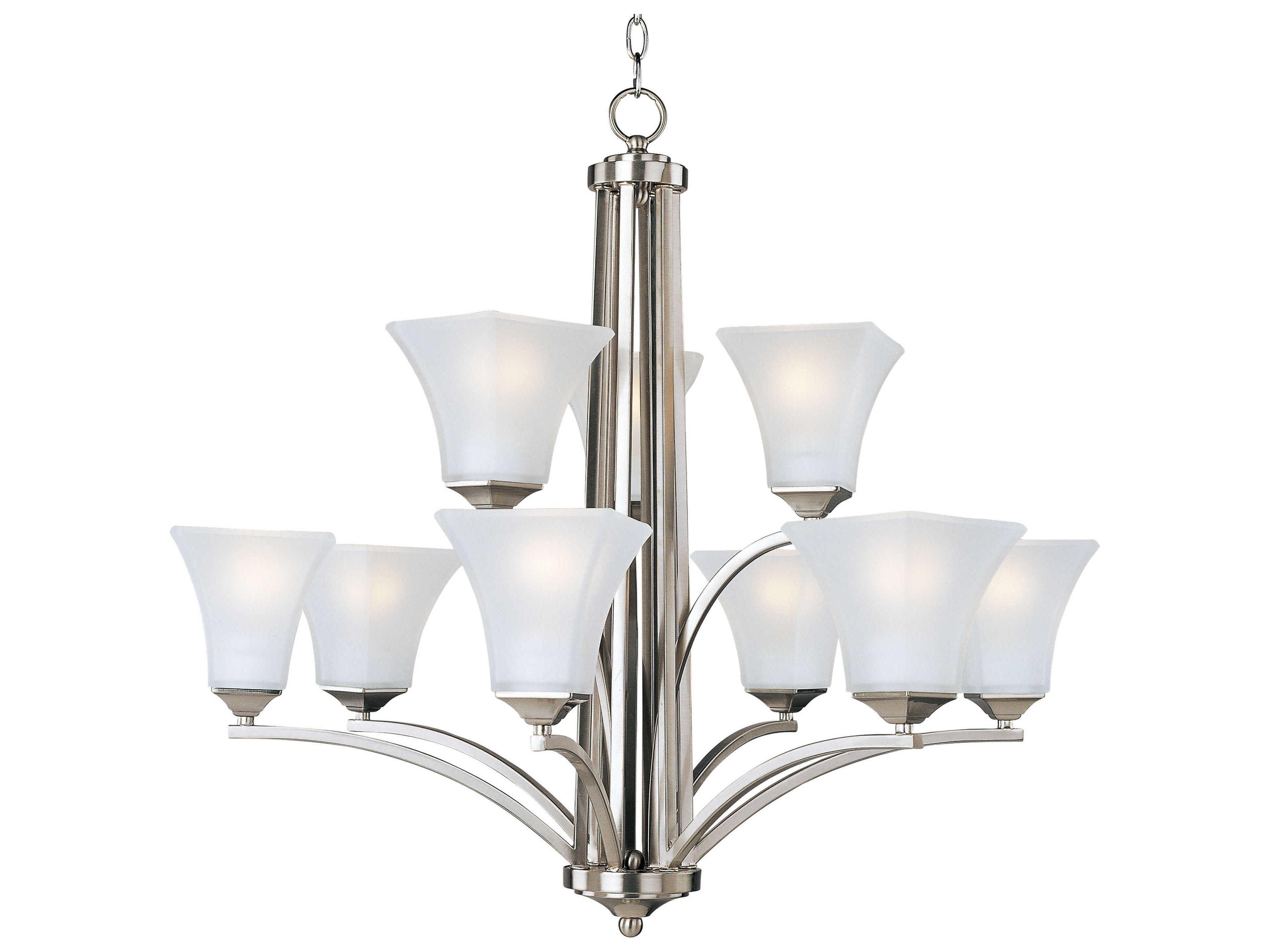 Maxim Lighting Aurora 9-Light Satin Nickel Glass Bell Chandelier
