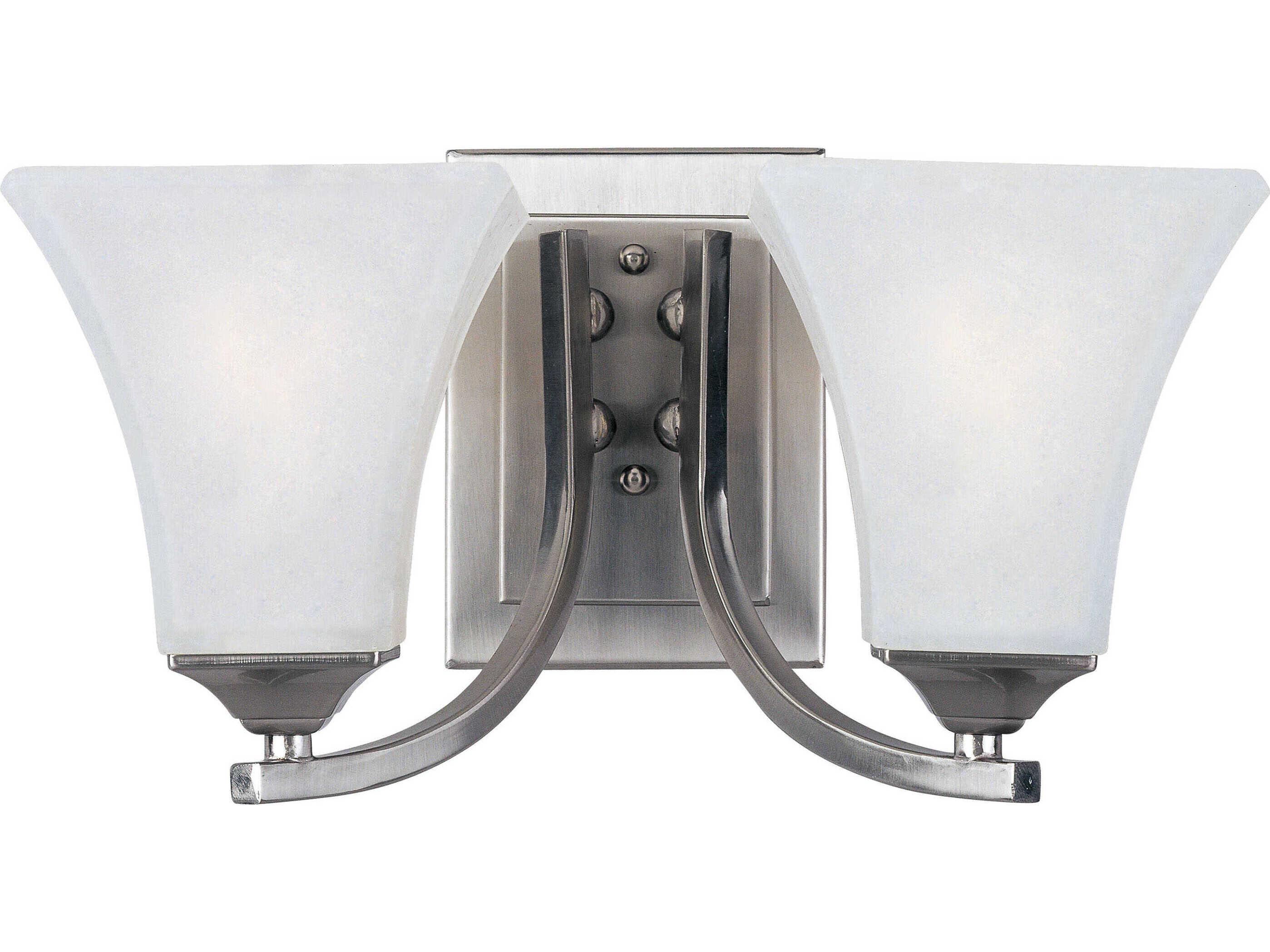 Maxim Lighting Aurora 2-Light Satin Nickel Glass Vanity Light