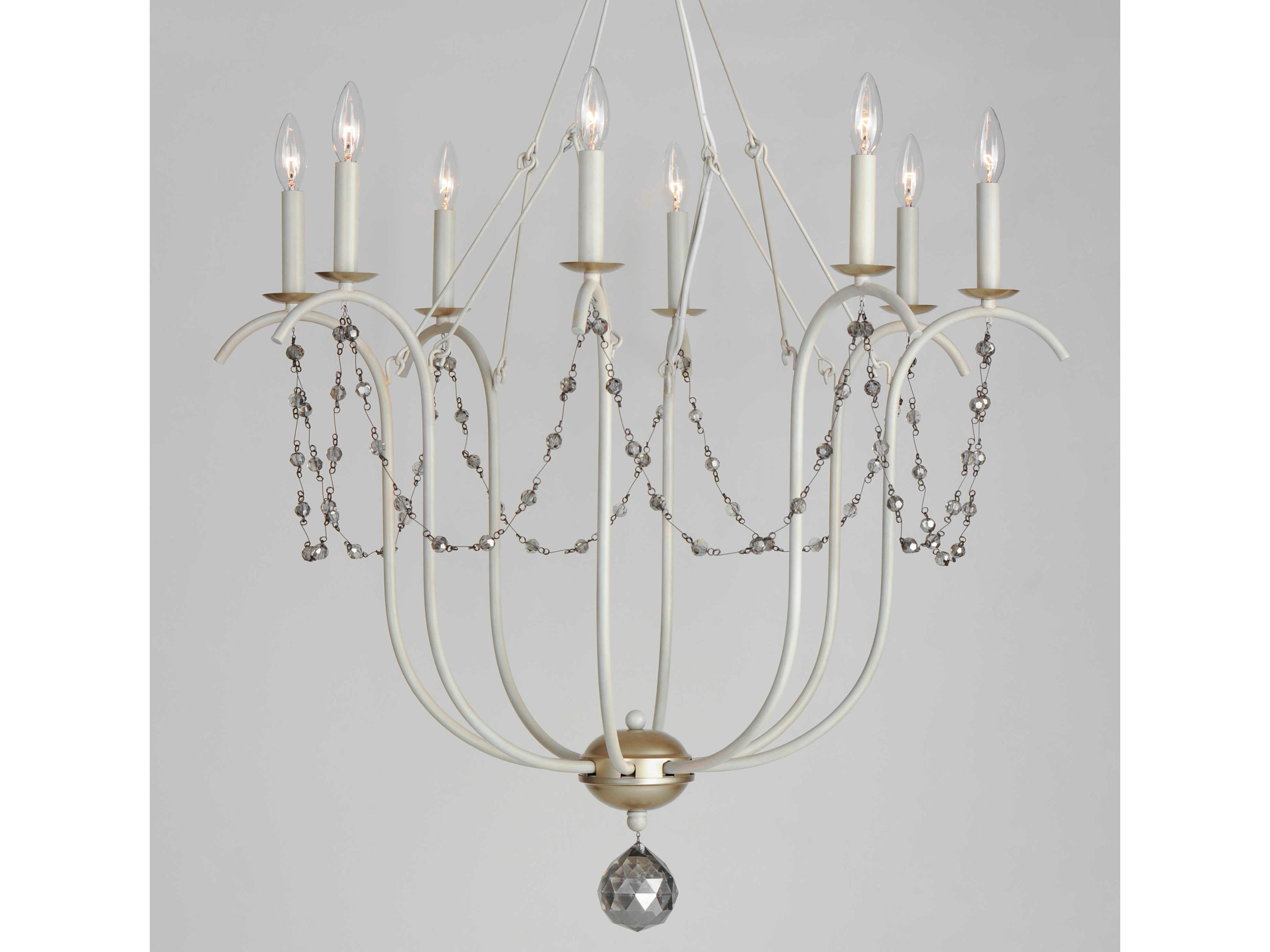 Maxim Lighting Formosa 8-Light Ecru Venetian Gold White Glass Candelabra Chandelier