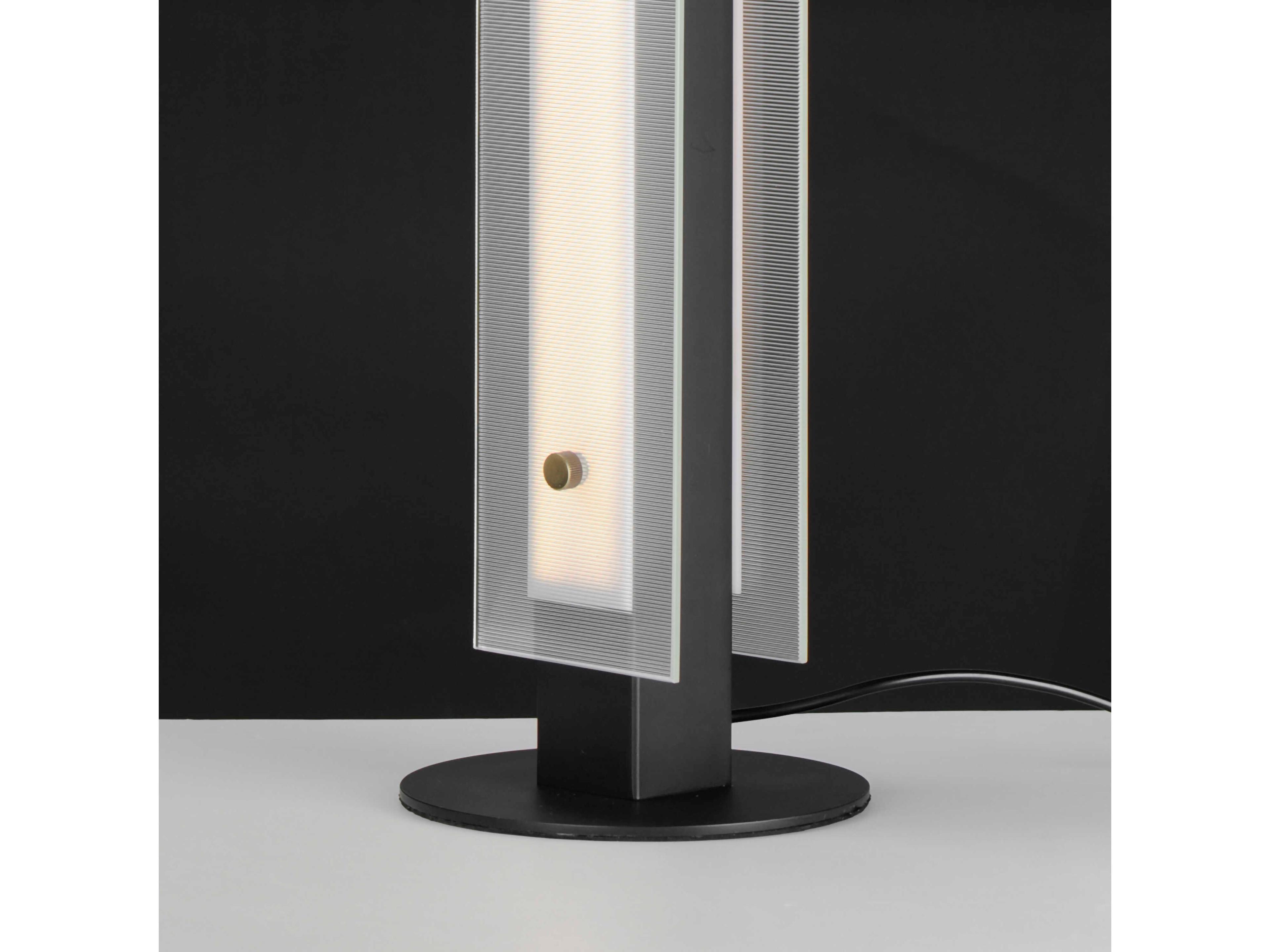 Maxim Lighting Spectre Black Natural Aged Brass Clear Ribbed Glass Table Lamp