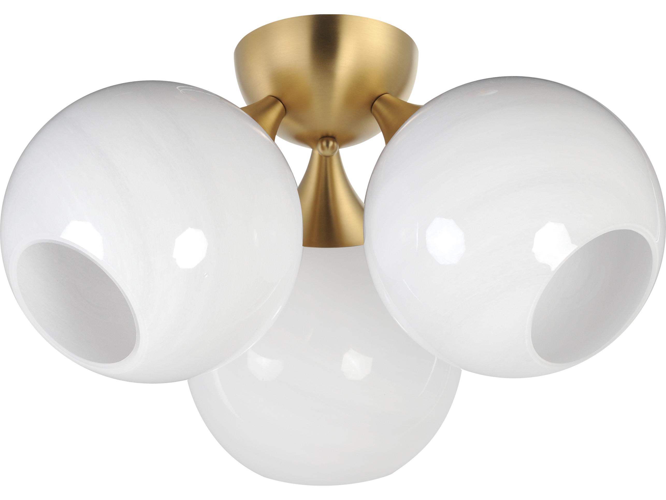 Maxim Lighting Neve 3-Light Natural Aged Brass Globe Semi Flush Mount