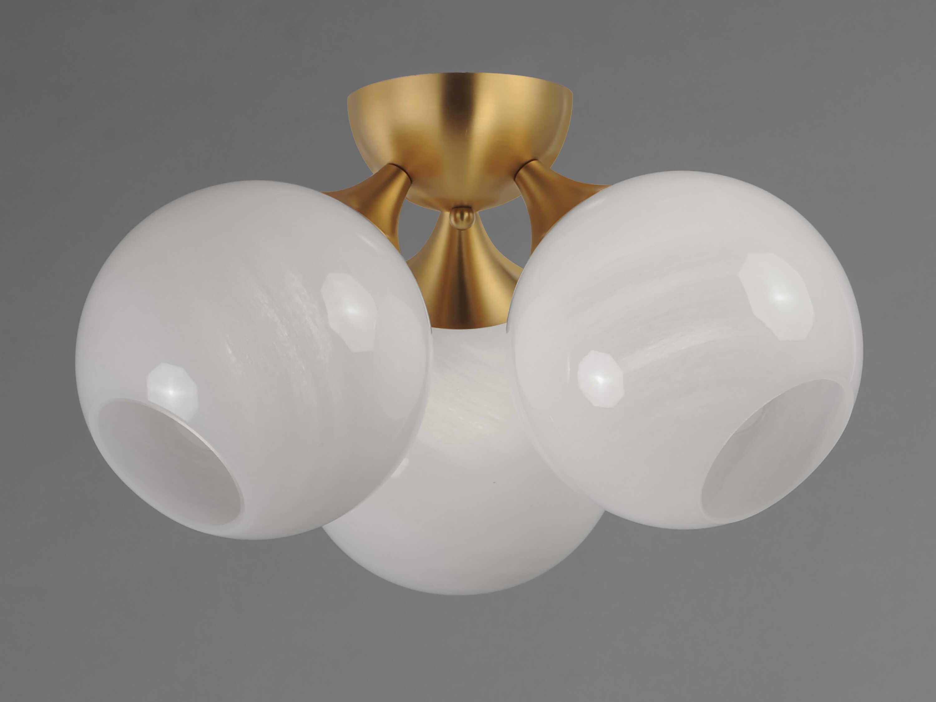 Maxim Lighting Neve 3-Light Natural Aged Brass Globe Semi Flush Mount