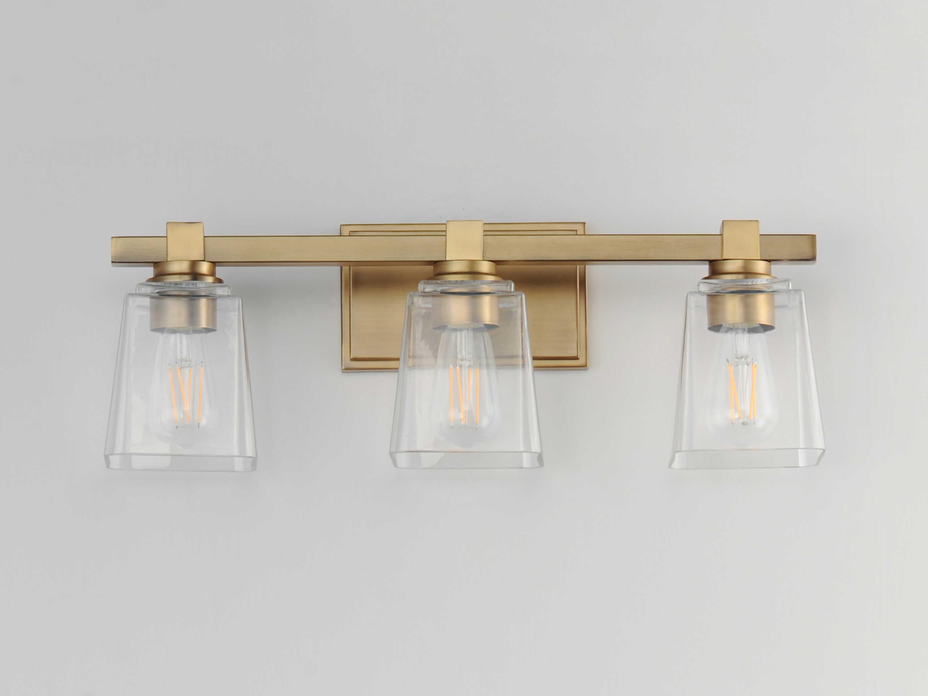Maxim Lighting Cubos 3-Light Natural Aged Brass Vanity Light