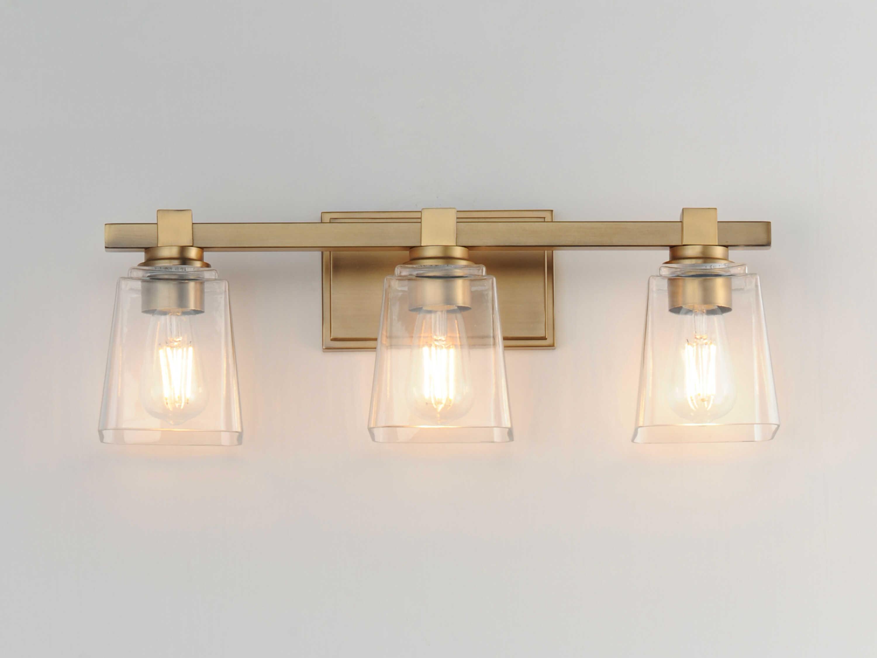 Maxim Lighting Cubos 3-Light Natural Aged Brass Vanity Light
