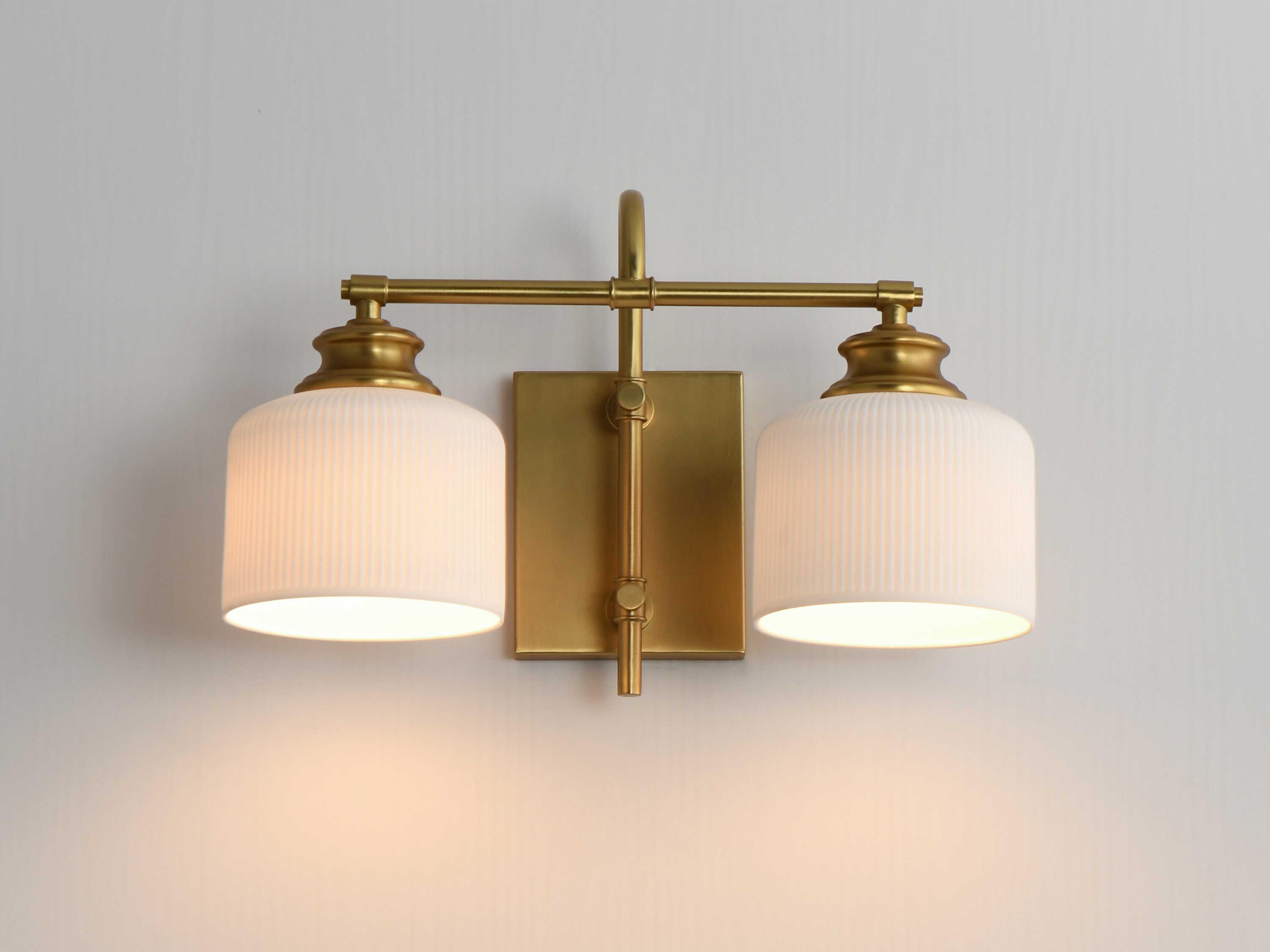 Maxim Lighting Bisque 2-Light Natural Aged Brass Vanity Light