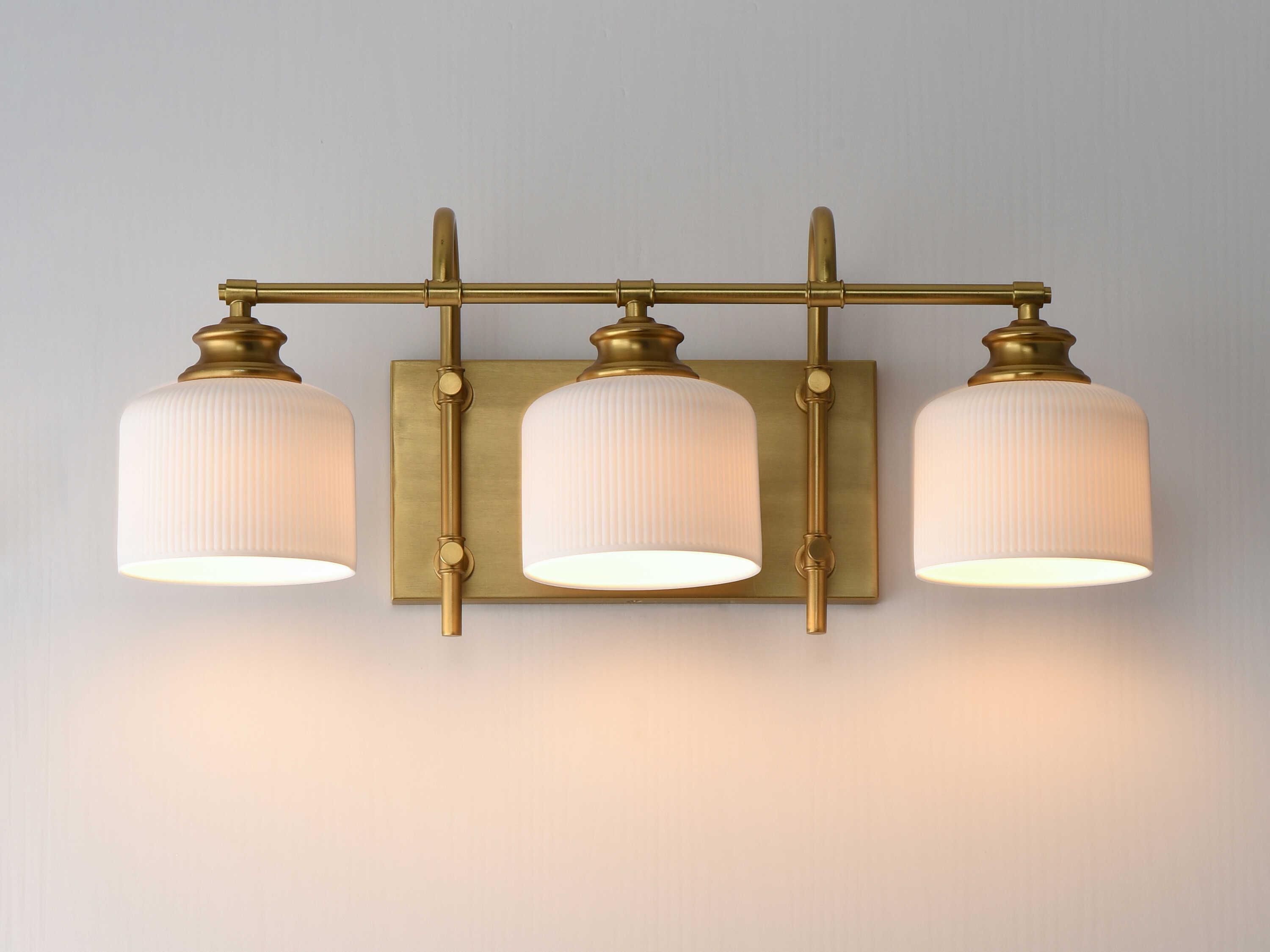 Maxim Lighting Bisque 3-Light Natural Aged Brass Vanity Light