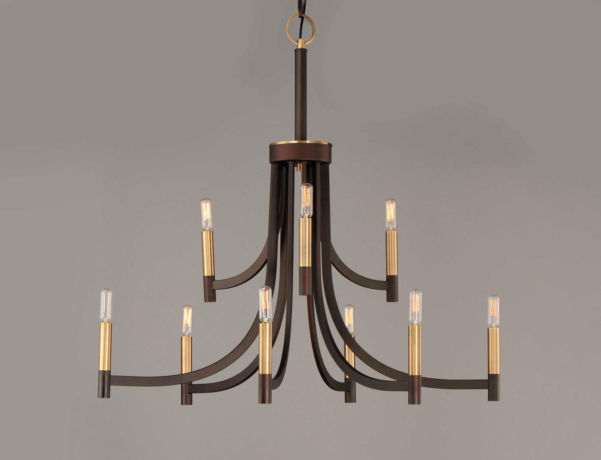 Maxim Lighting Lyndon 9-Light Bronze Antique Brass Candelabra Chandelier