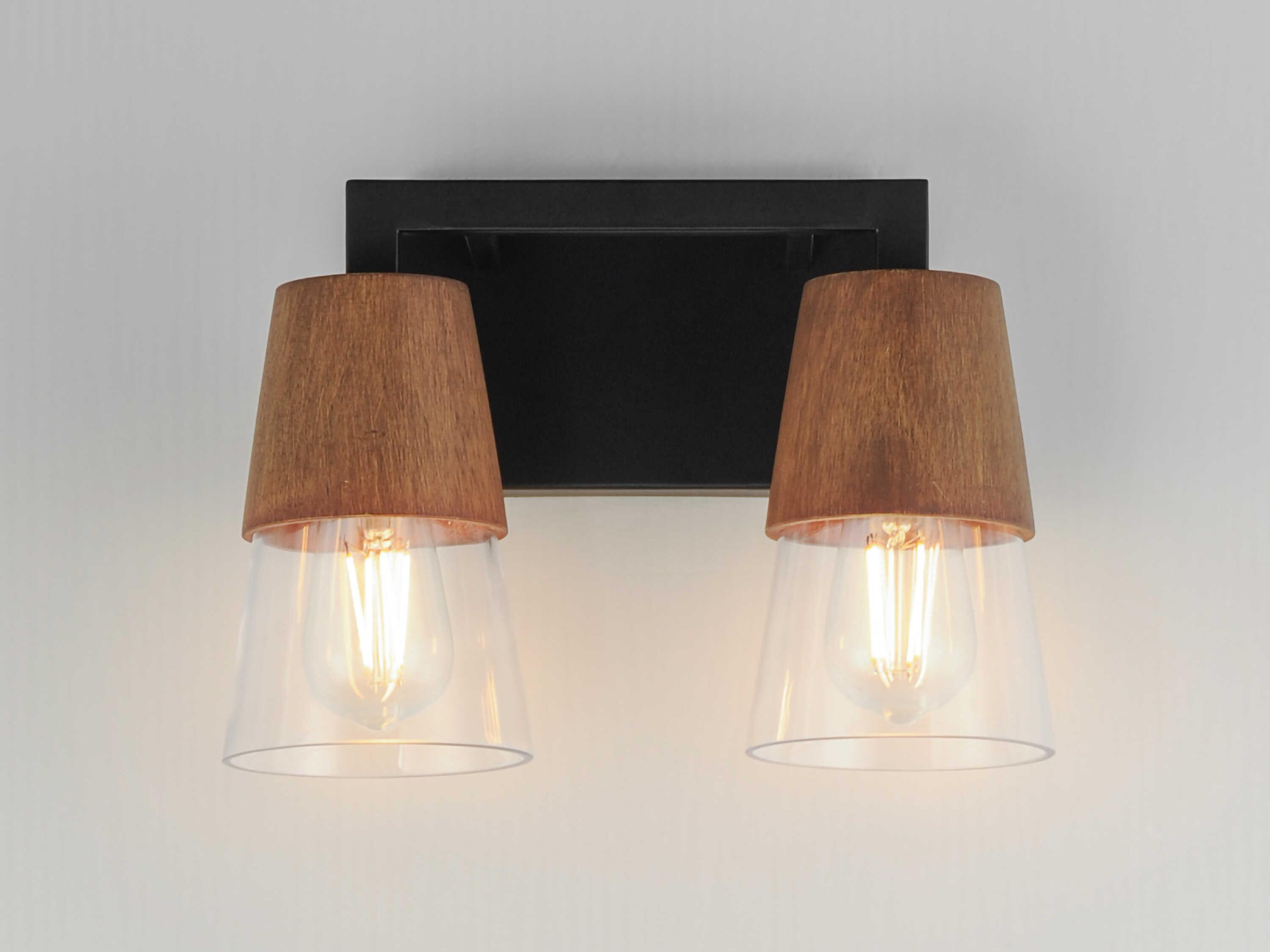 Maxim Lighting Carpenter 2-Light Walnut Black Vanity Light