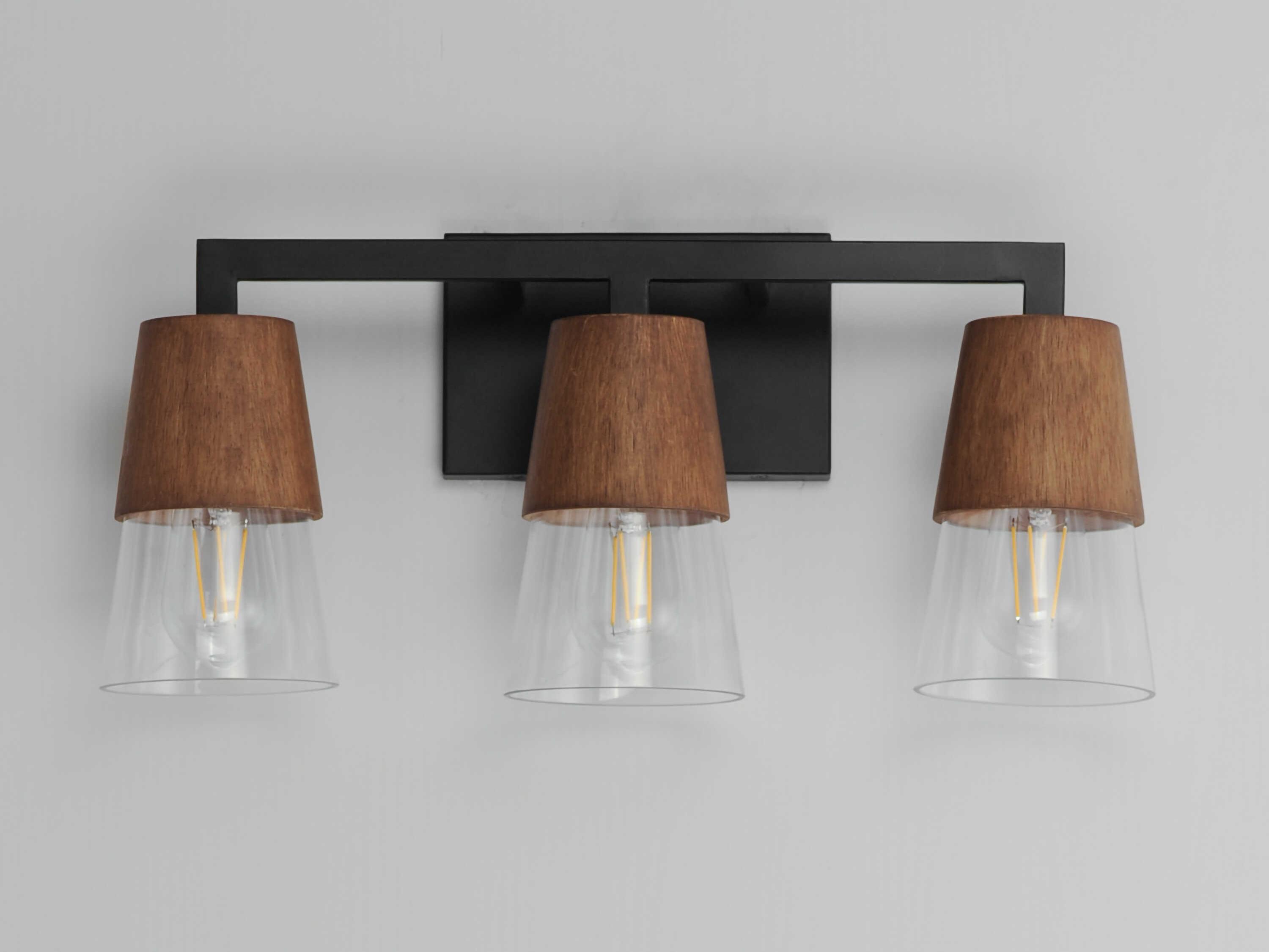 Maxim Lighting Carpenter 3-Light Walnut Black Vanity Light