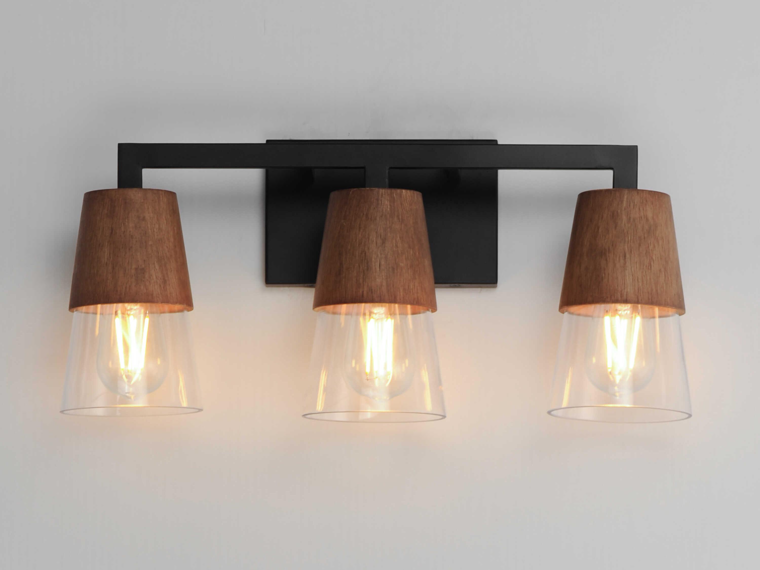 Maxim Lighting Carpenter 3-Light Walnut Black Vanity Light