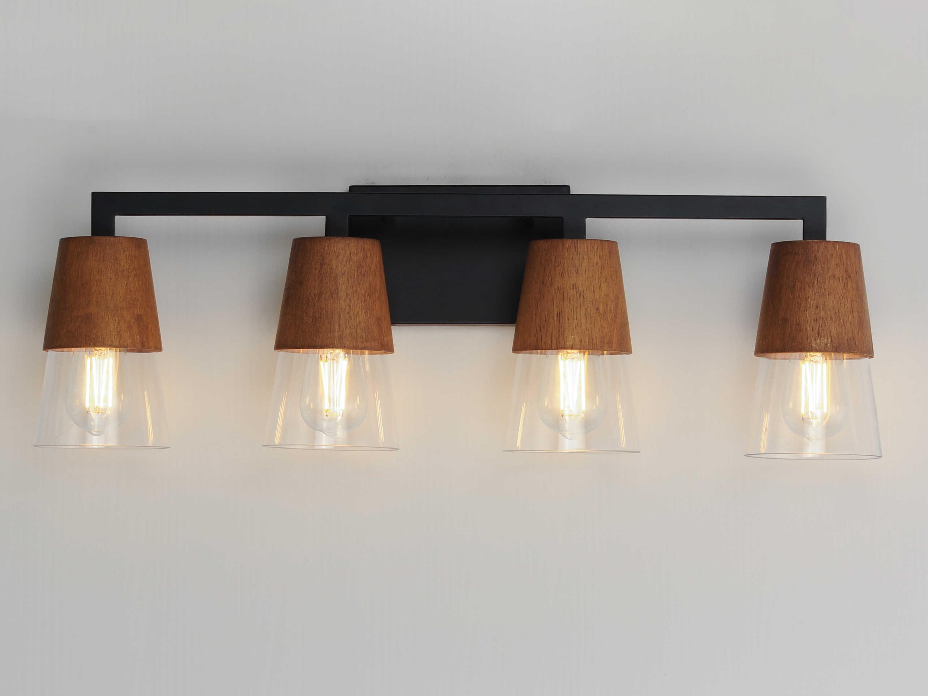 Maxim Lighting Carpenter 4-Light Walnut Black Vanity Light