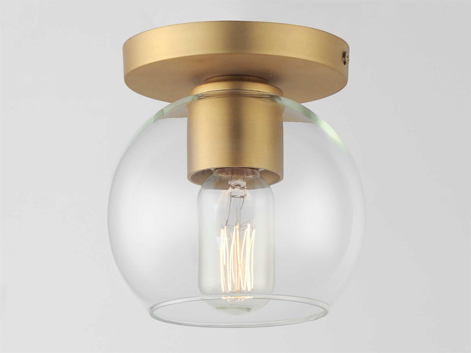 Maxim Lighting Knox 1-Light Natural Aged Brass Globe Flush Mount