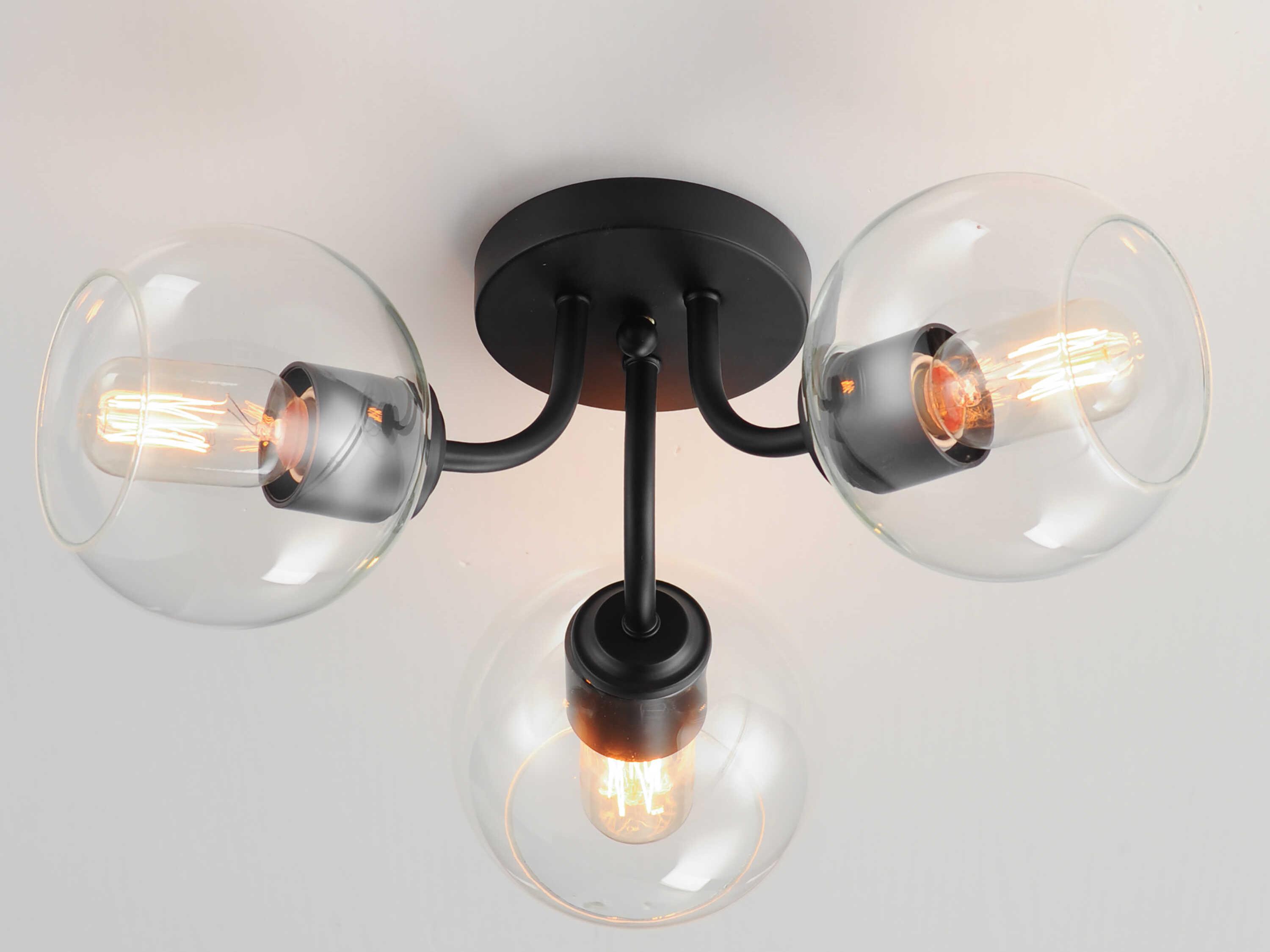 Maxim Lighting Knox 3-Light Black Globe Semi Flush Mount