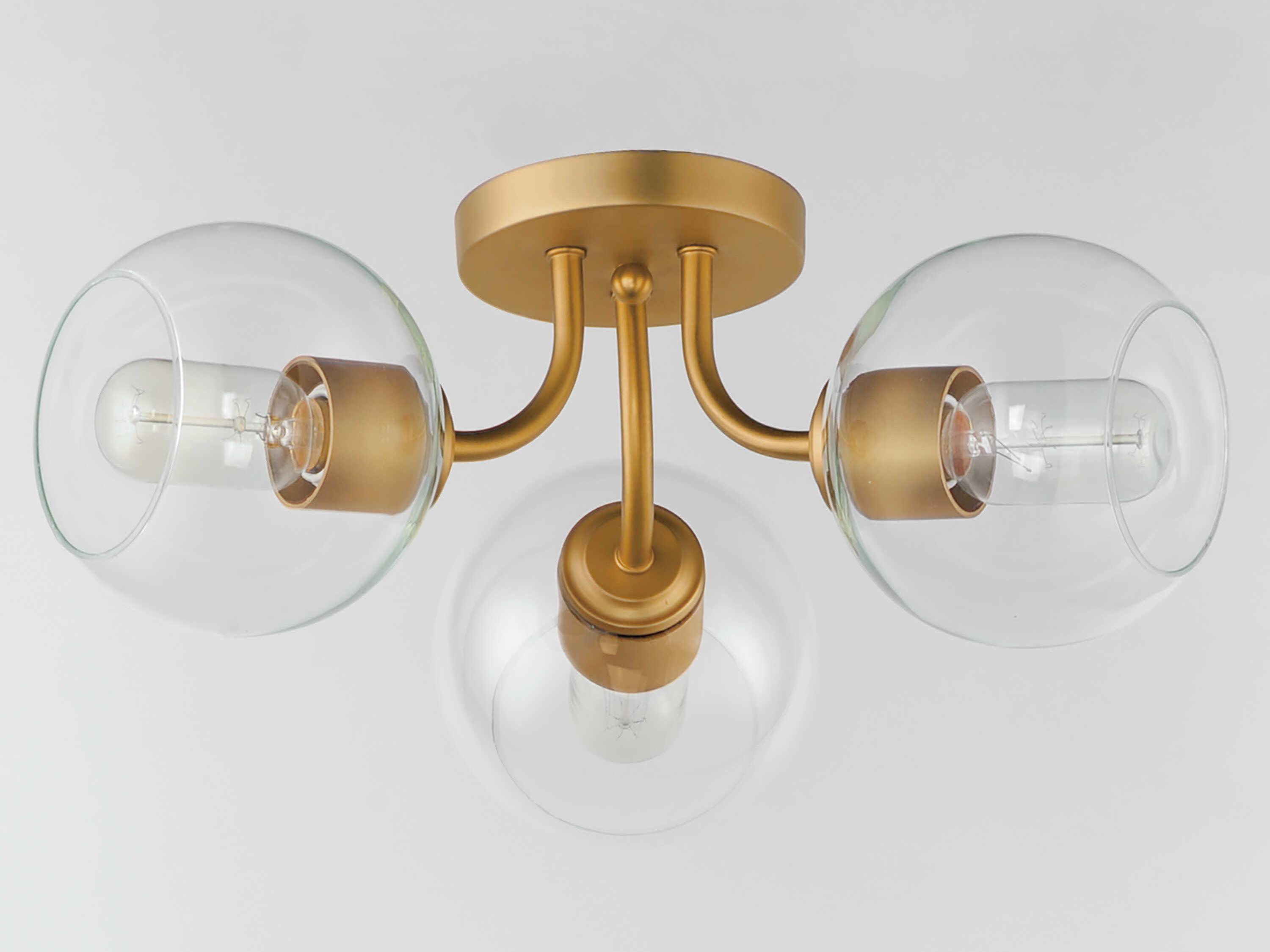Maxim Lighting Knox 3-Light Natural Aged Brass Globe Semi Flush Mount