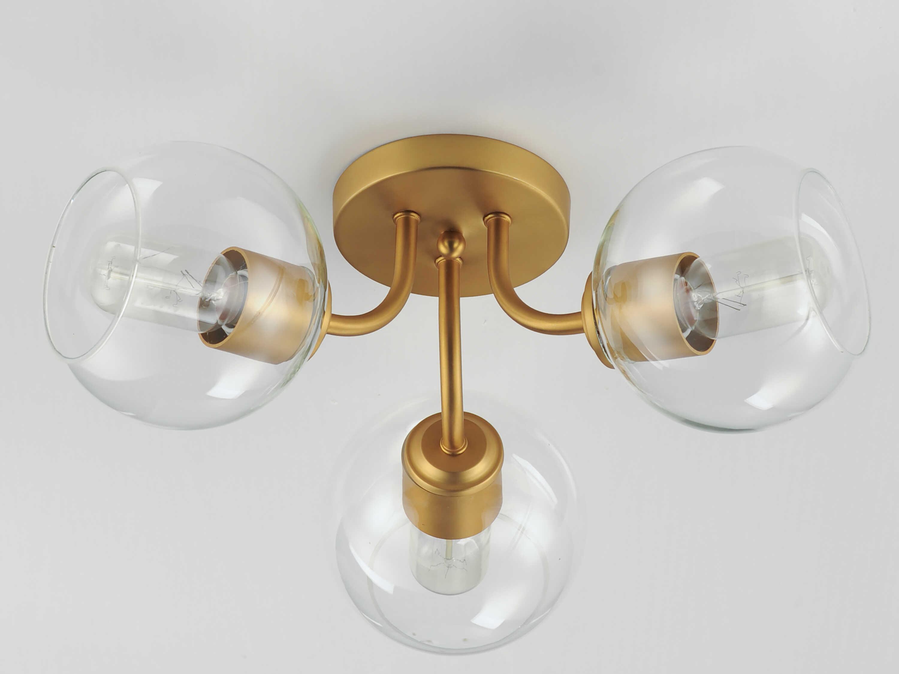 Maxim Lighting Knox 3-Light Natural Aged Brass Globe Semi Flush Mount
